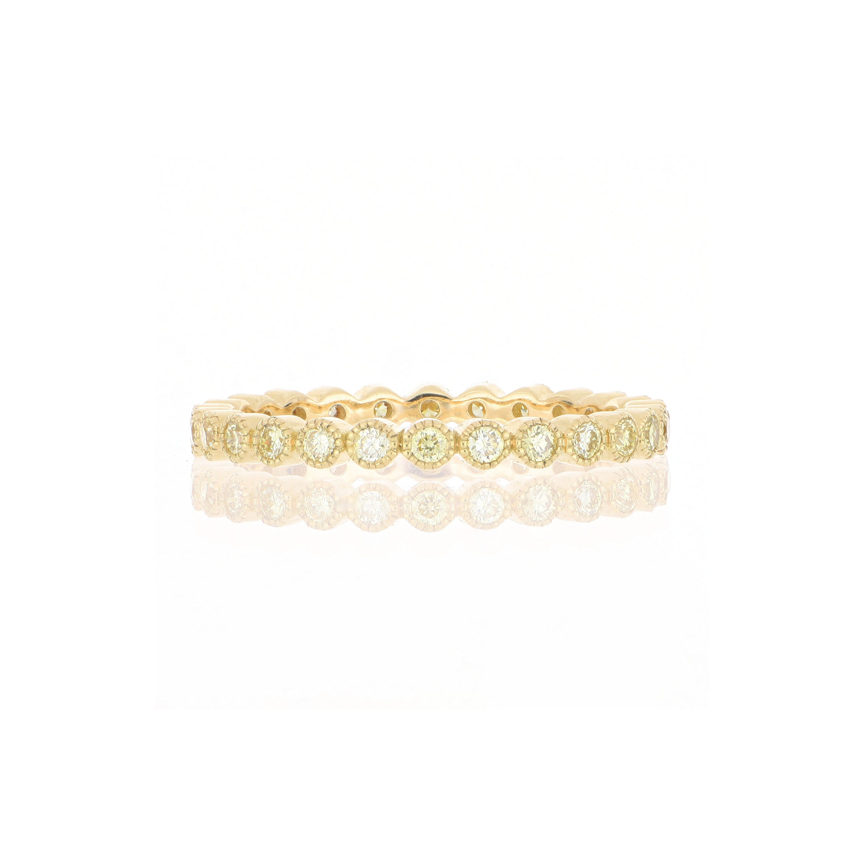 18k Yellow Gold Fancy Yellow Diamond Milgrain Eternity Band