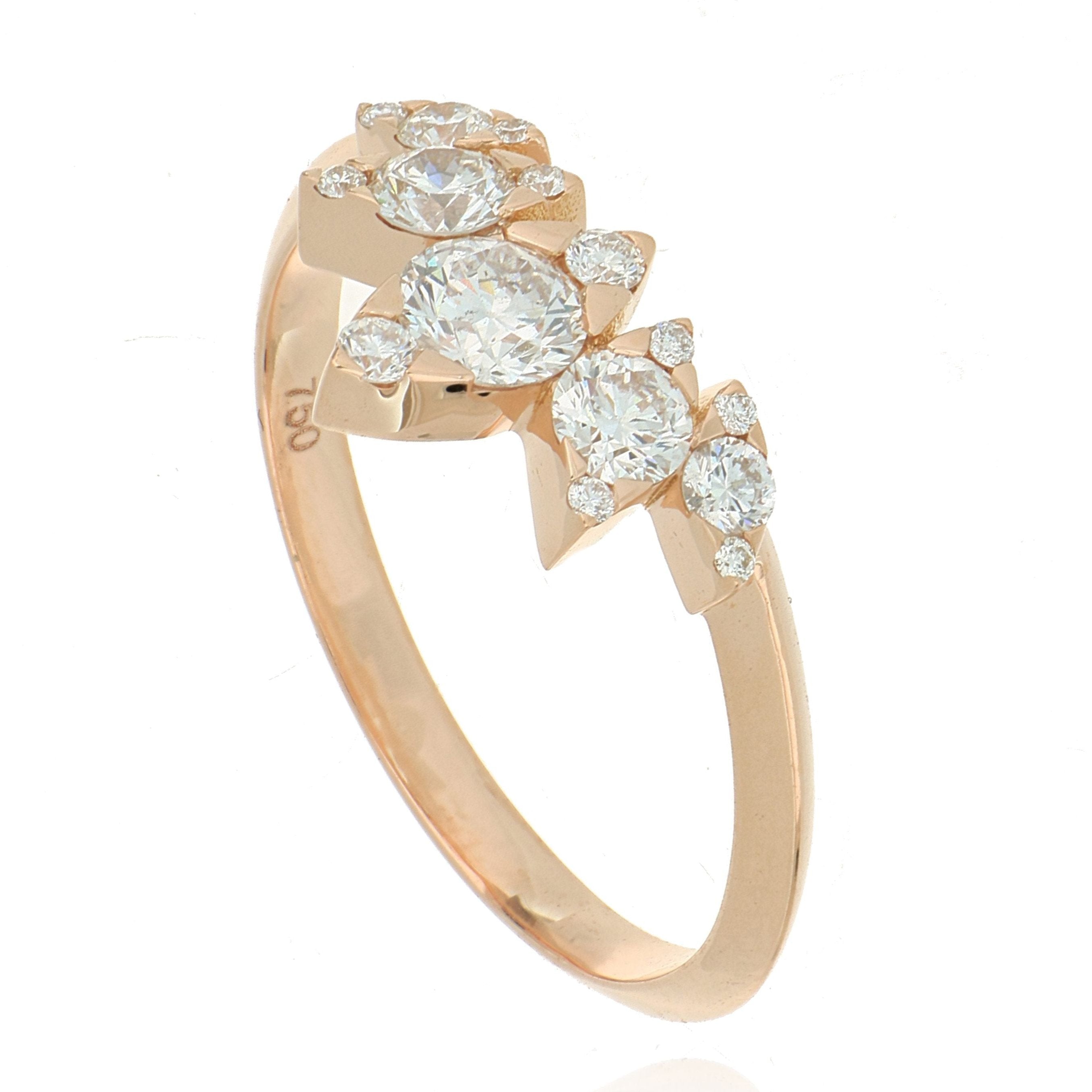 18k Rose Gold Crown Style Diamond Wedding Band