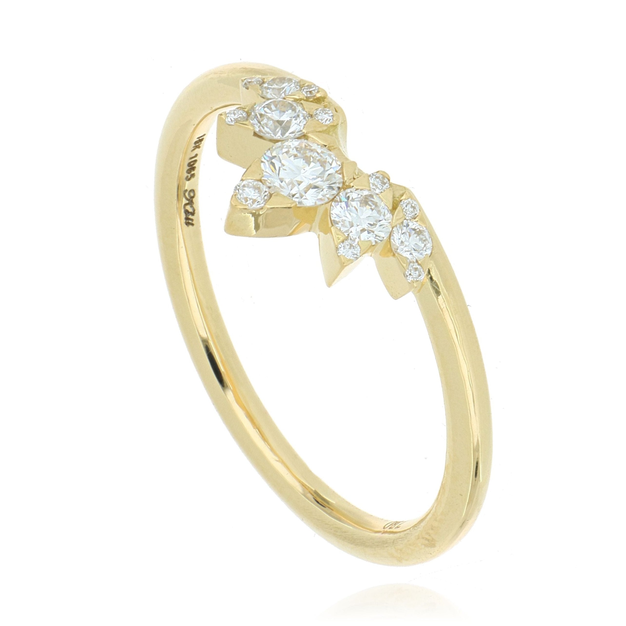 18k Yellow Gold Crown Style Diamond Wedding Band