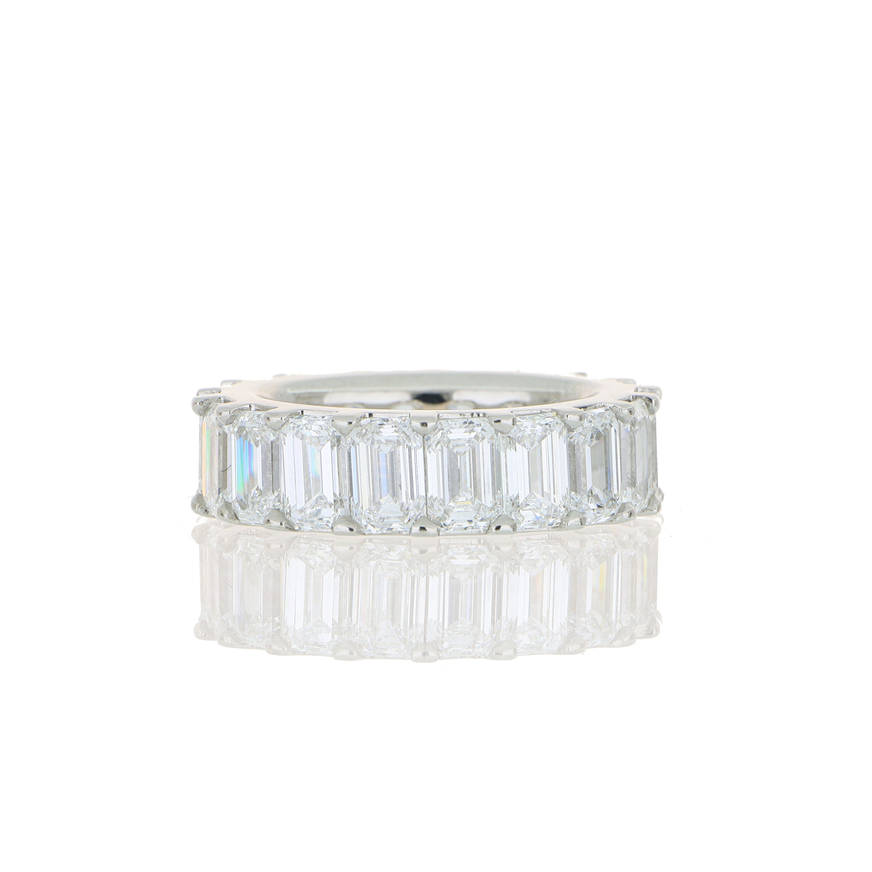 Platinum Emerald Cut Diamond Eternity Wedding Band