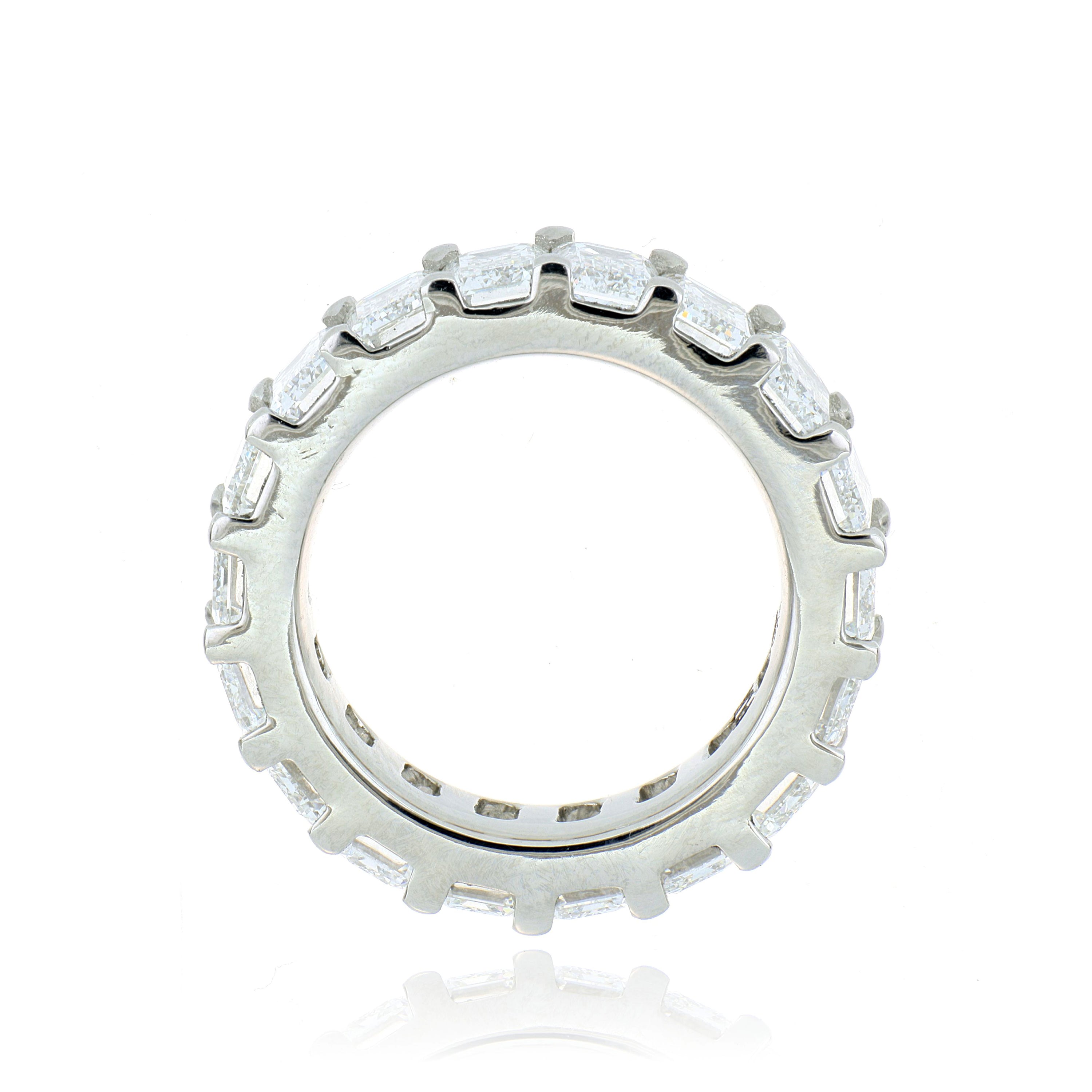 Platinum Emerald Cut Diamond Eternity Wedding Band