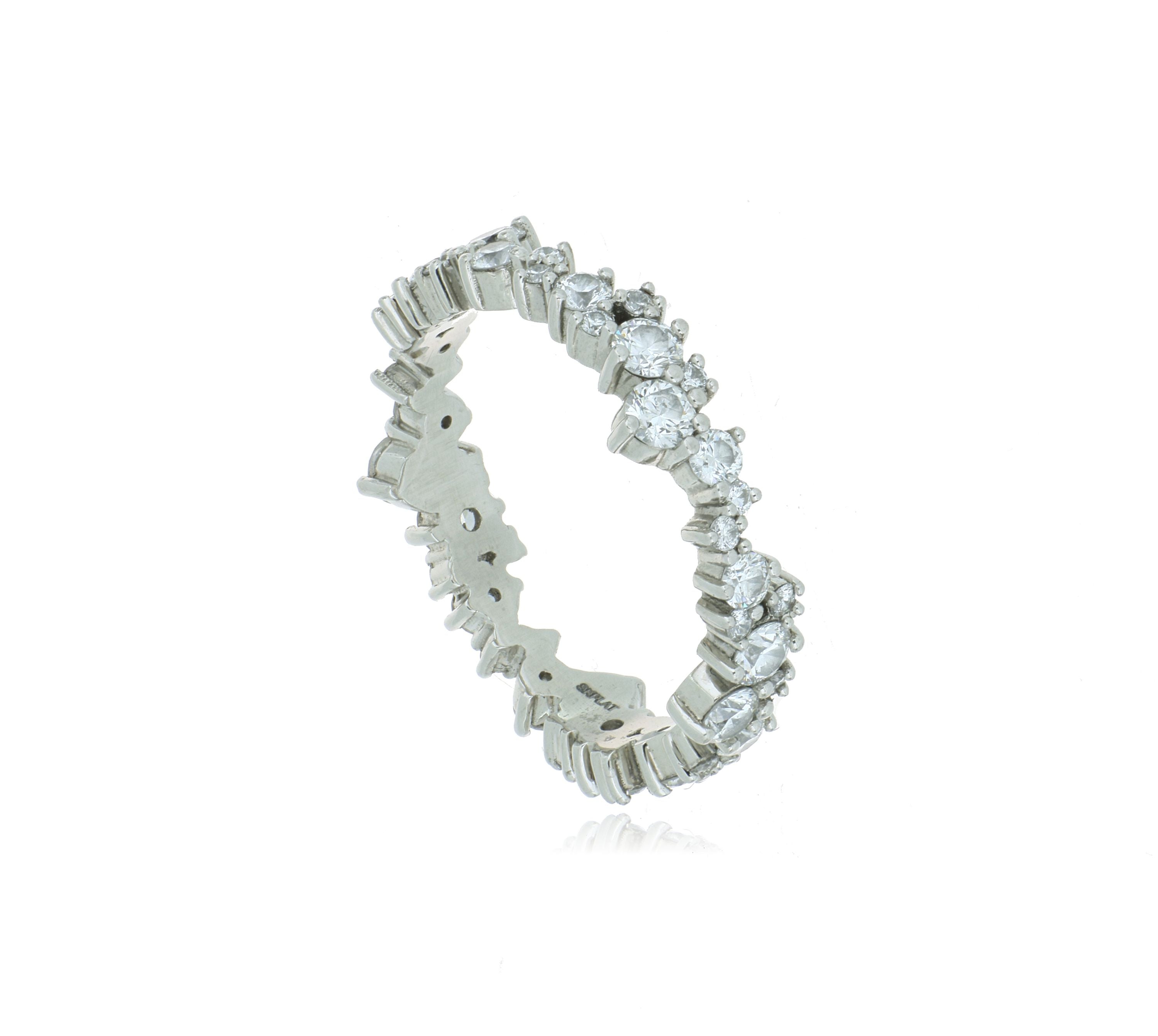 Koll Hard Platinum Diamond Scatter Wedding Band