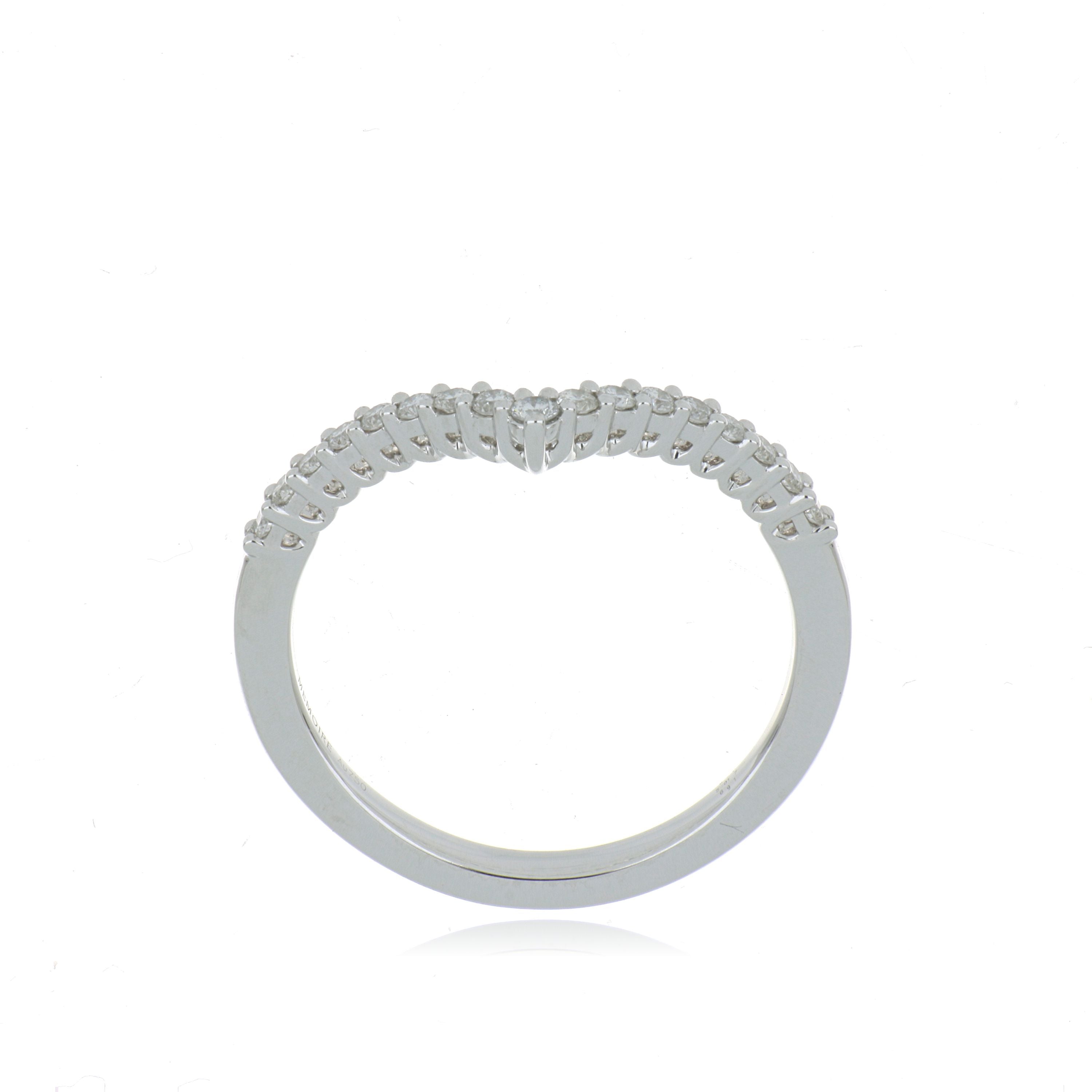 18k White Gold V Shaped Diamond Shadow Wedding Band