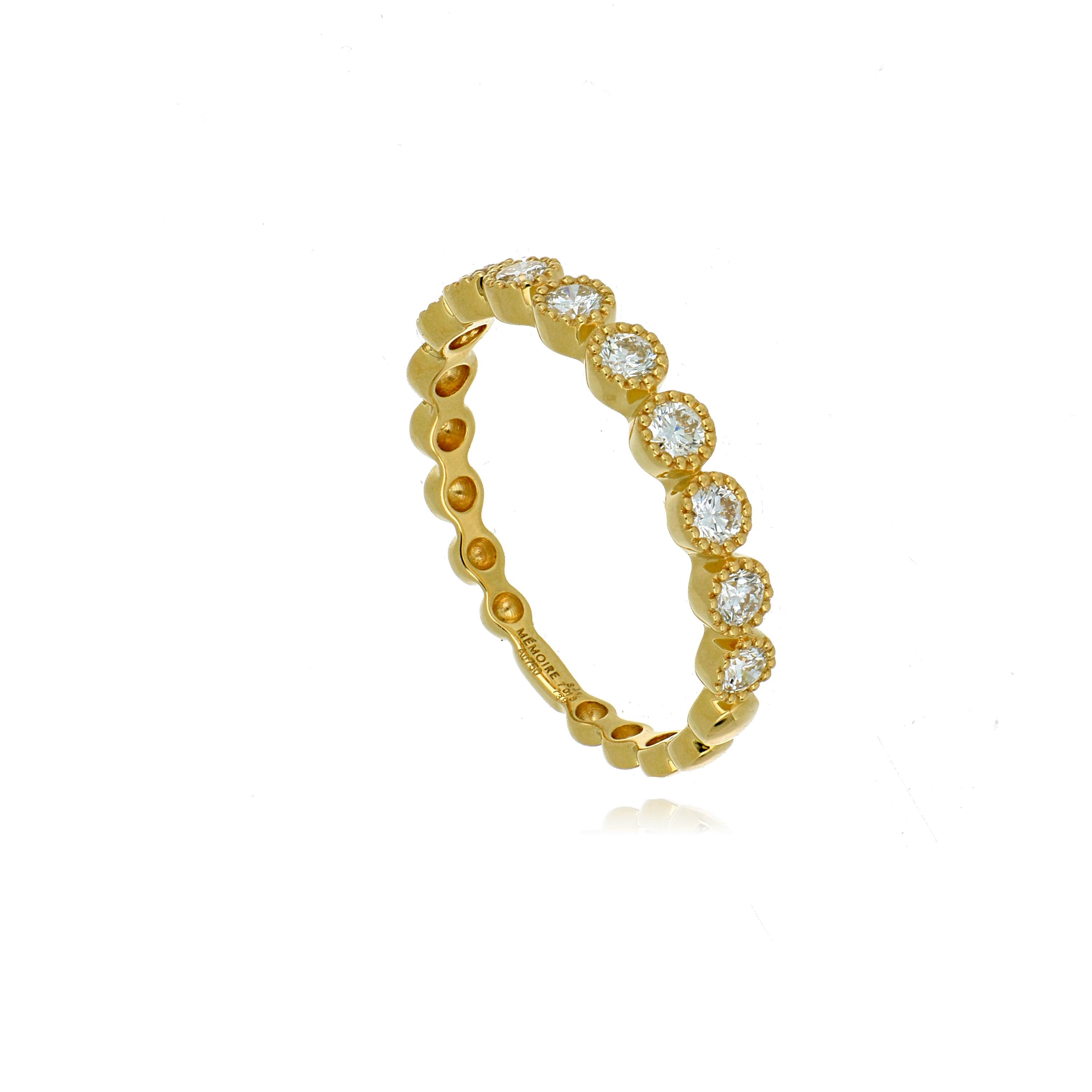18k Yellow Gold Diamond Vintage Bezel Wedding Band - Charles Koll Jewelers