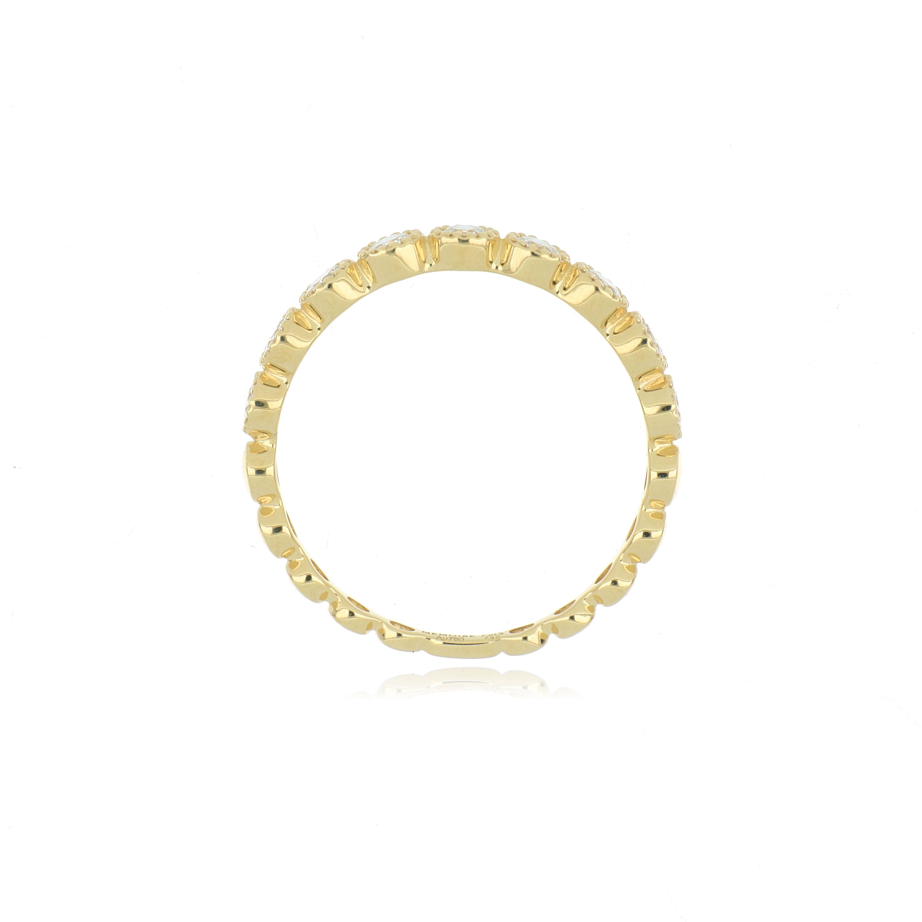 18k Yellow Gold Diamond Vintage Bezel Wedding Band