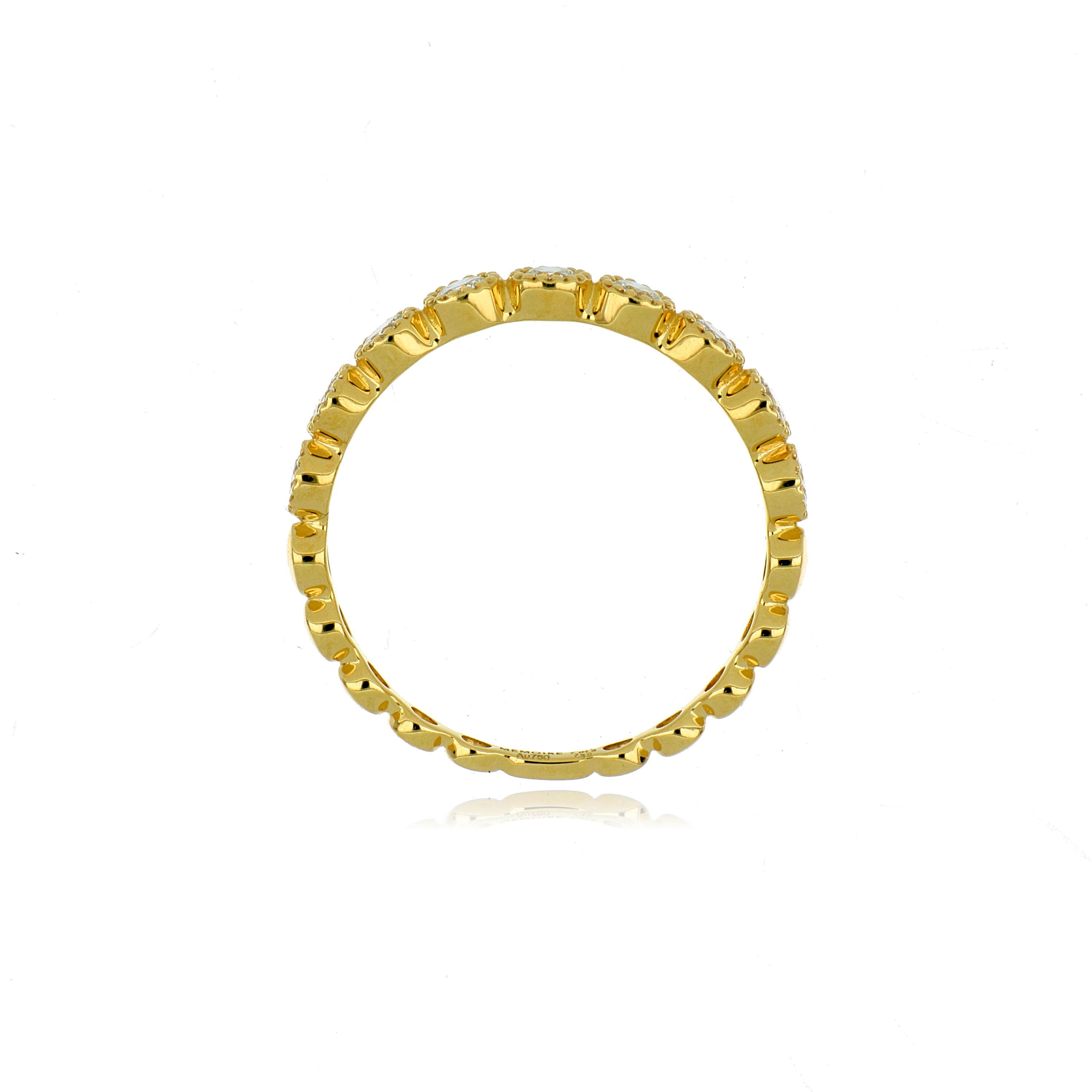 18k Yellow Gold Diamond Vintage Bezel Wedding Band