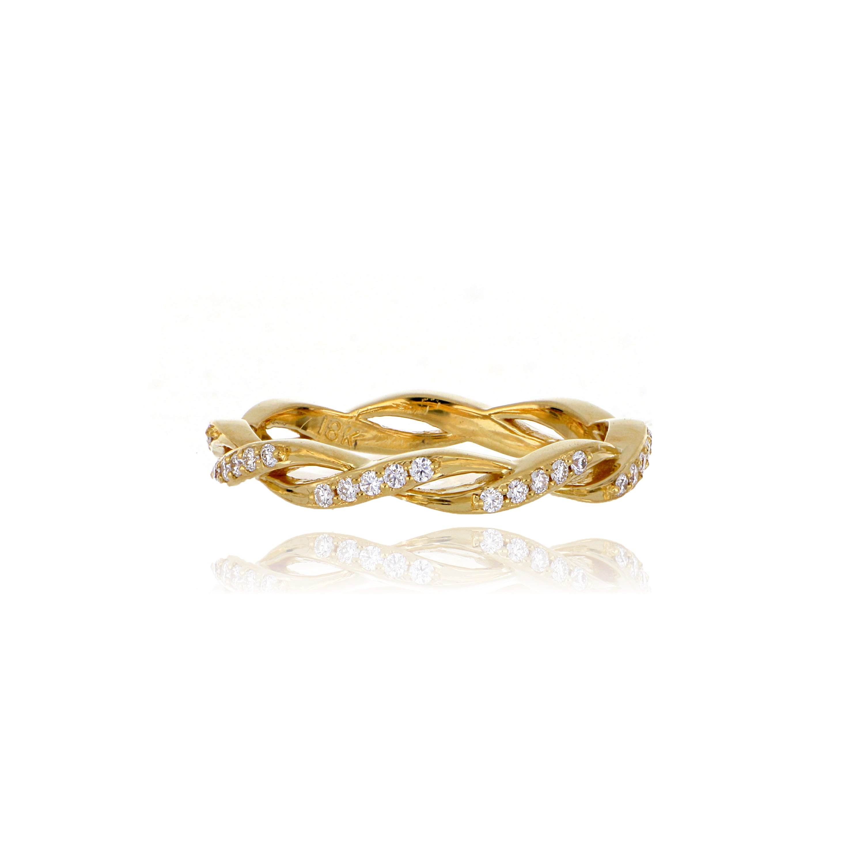 18k Yellow Gold Diamond Twist Band - Charles Koll Jewelers