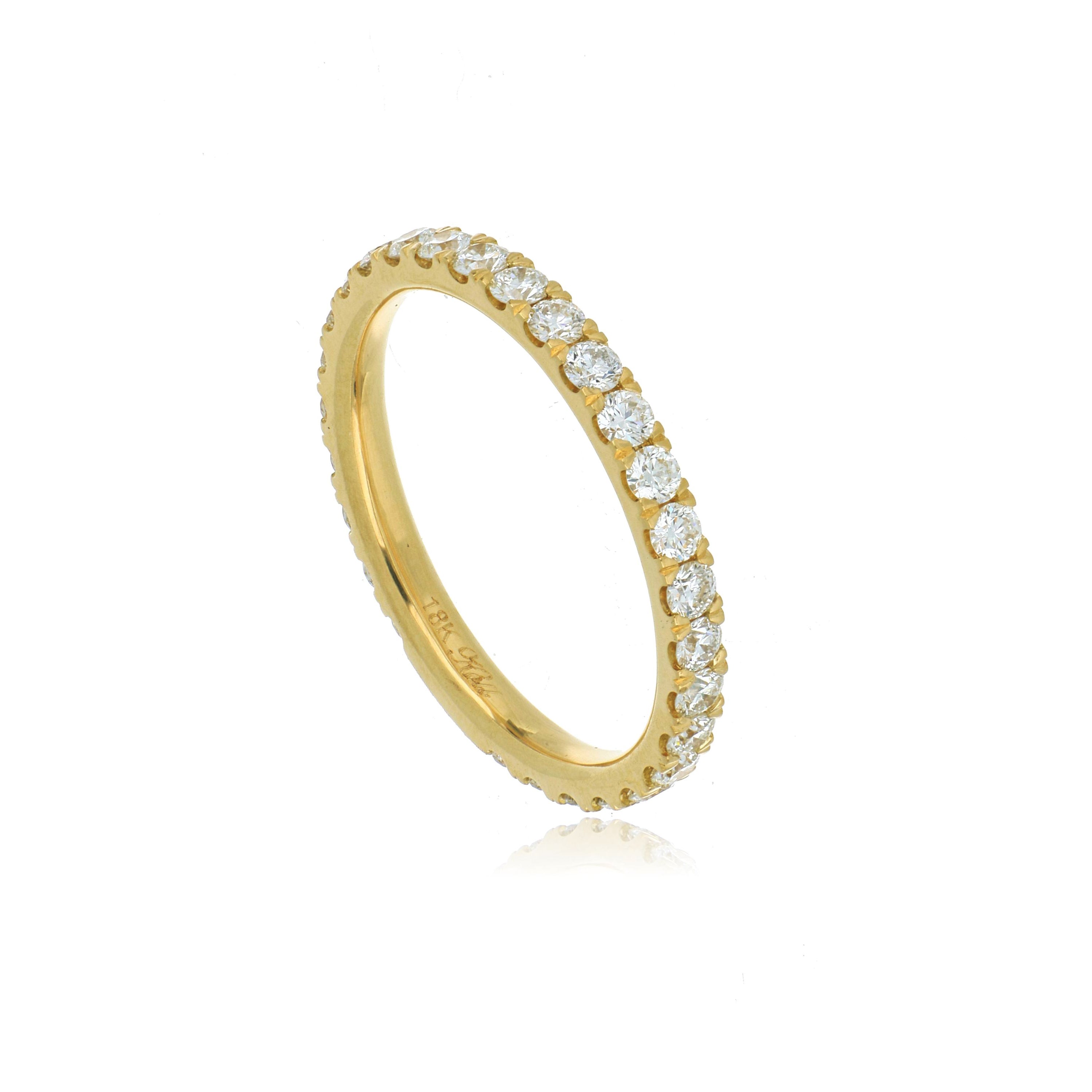 18k Yellow Gold Diamond Wedding band - Charles Koll Jewelers