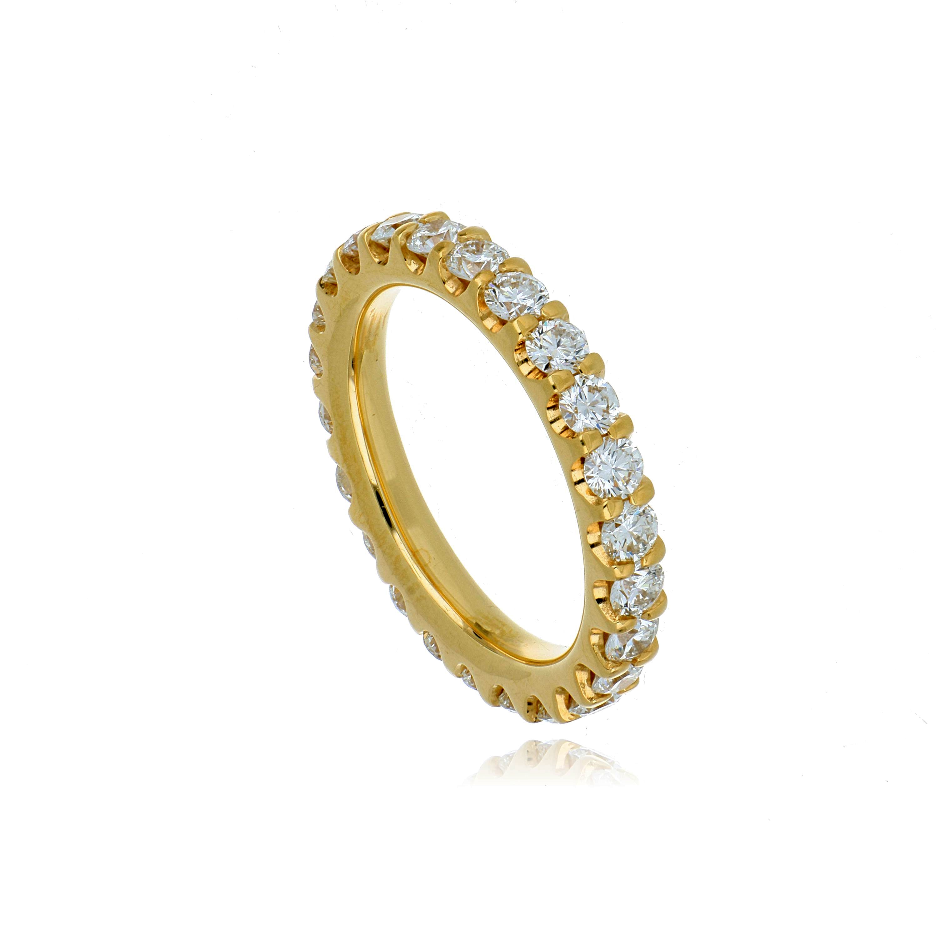 18k Yellow Gold Diamond Eternity Wedding Band - Charles Koll Jewelers