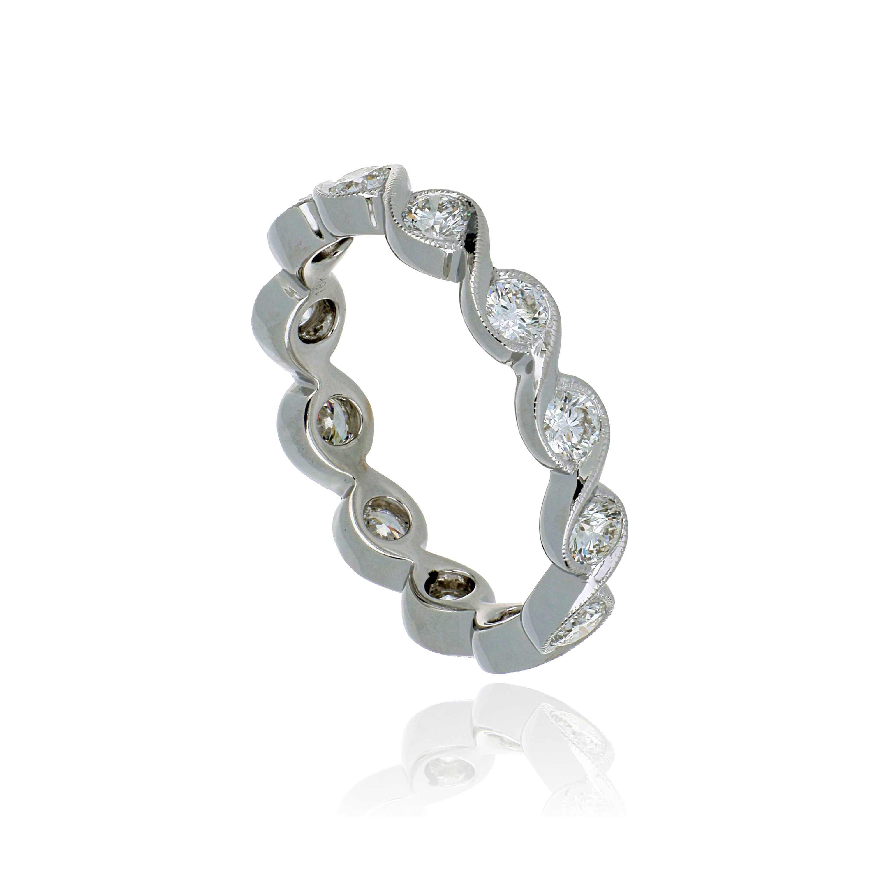 18k White Gold Diamond Wedding Band - Charles Koll Jewelers