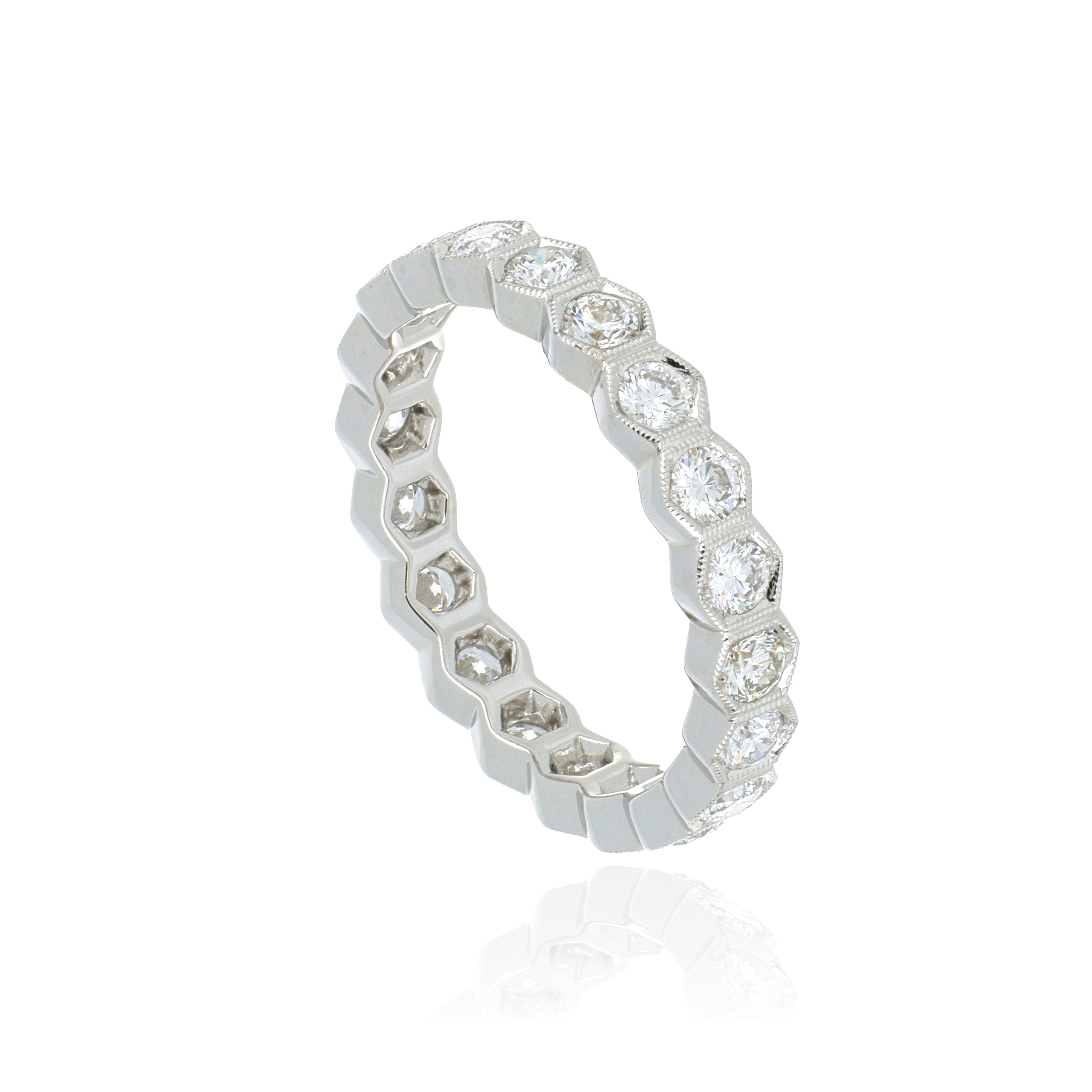 18k White Gold Diamond Eternity Wedding Band - Charles Koll Jewelers