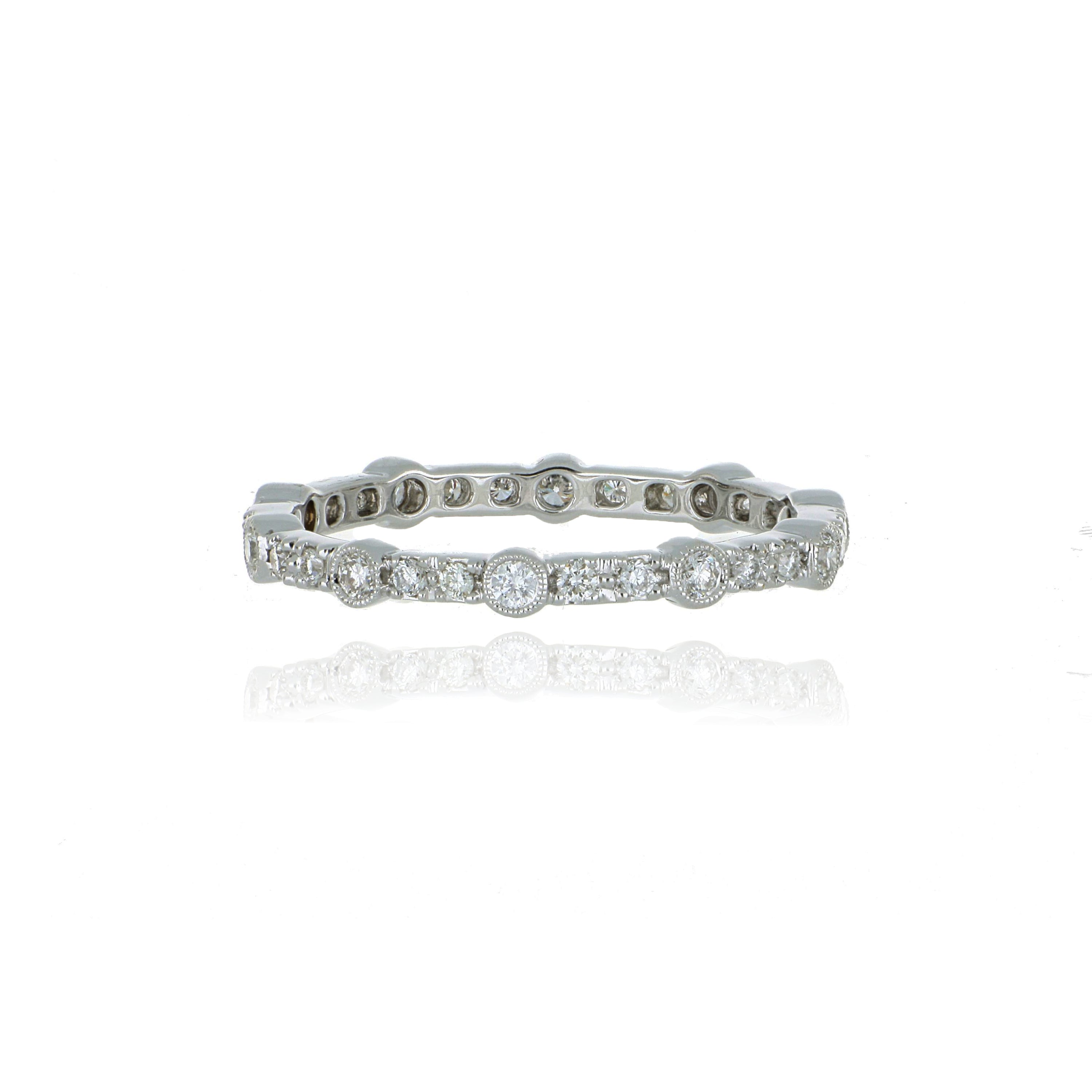 18k White Gold Diamond Eternity Wedding Band - Charles Koll Jewelers