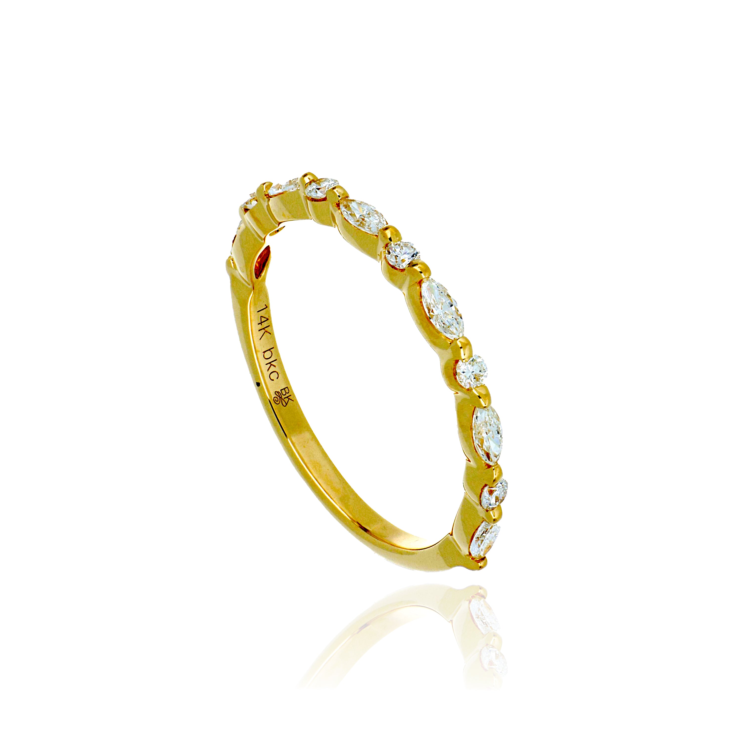 14k Yellow Gold Diamond Wedding Band - Charles Koll Jewelers