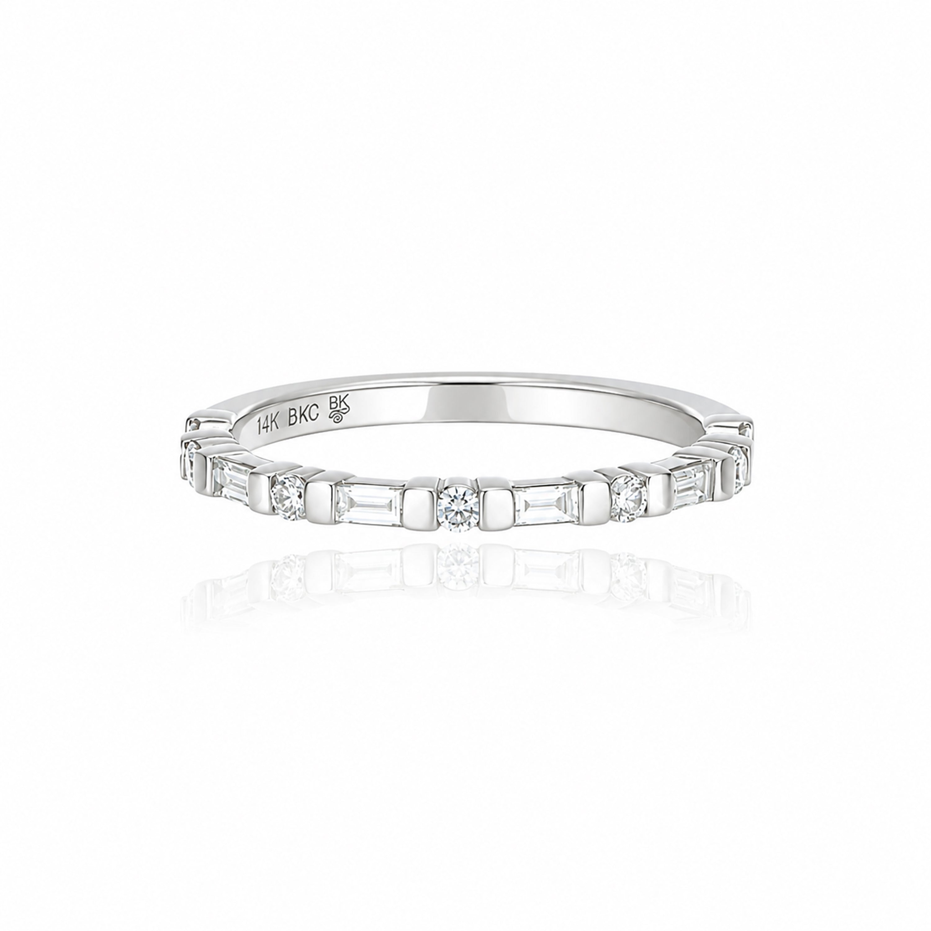 14k White Gold Diamond Wedding Band - Charles Koll Jewelers