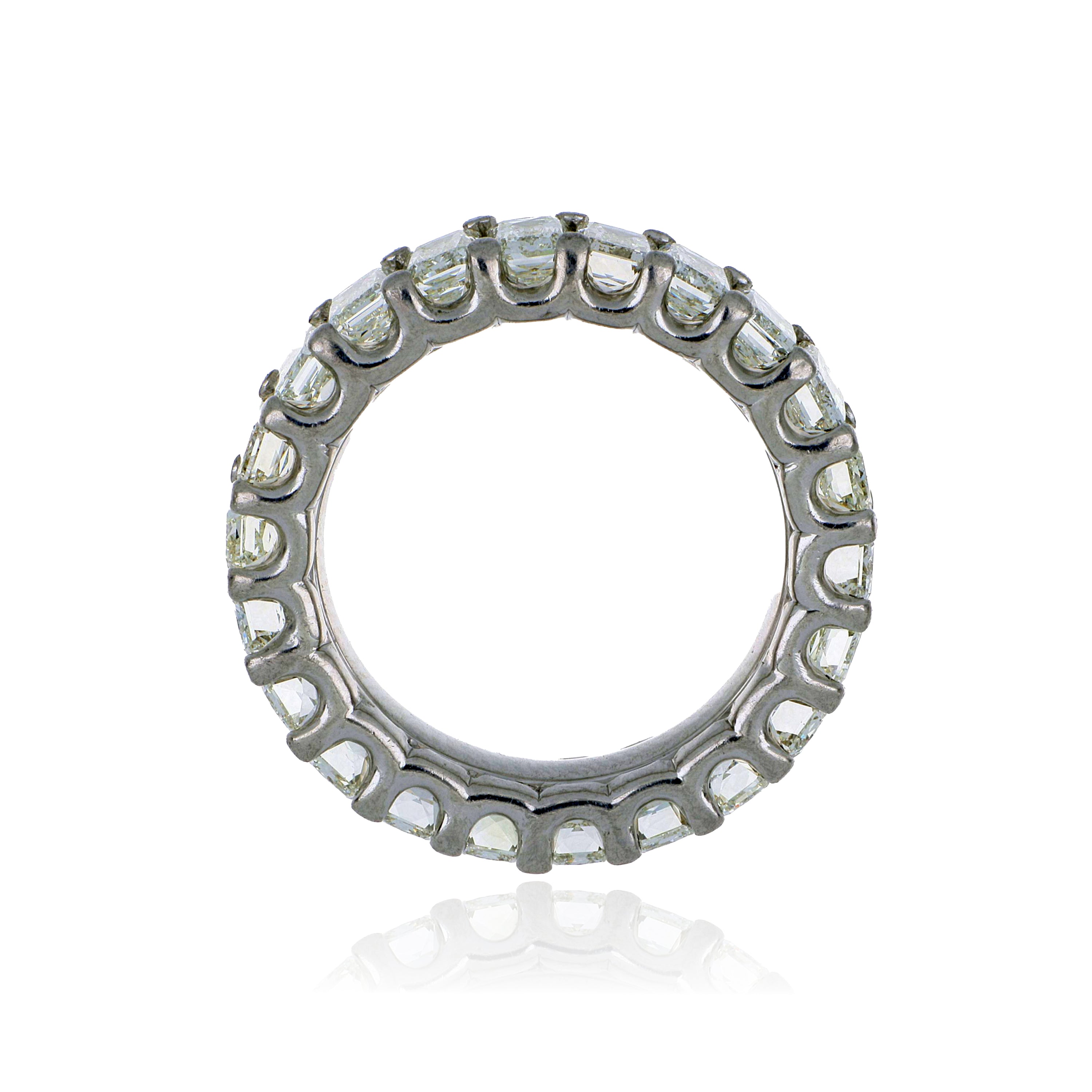 Platinum Emerald Shaped Diamond Eternity Wedding Band