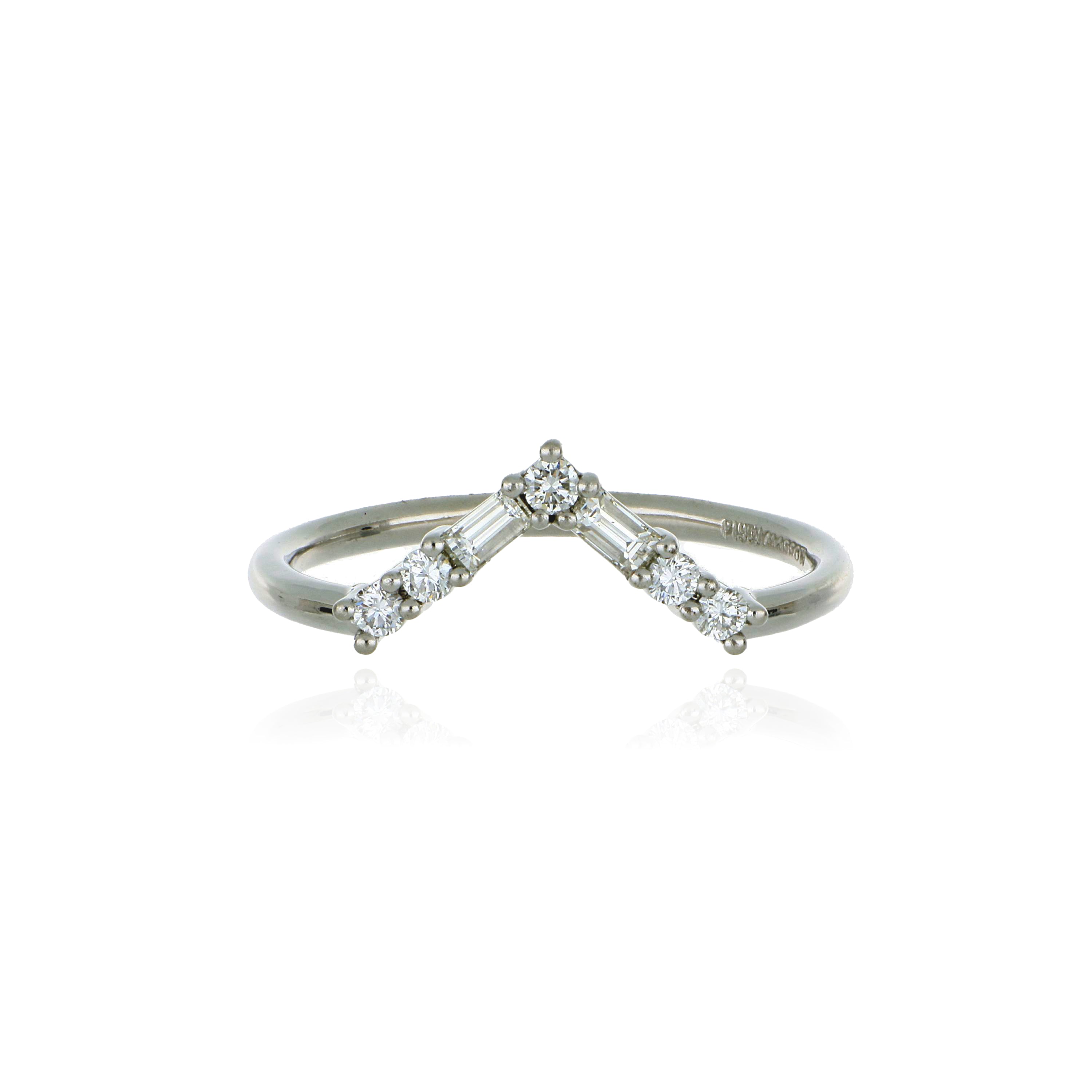 Platinum Diamond V Wedding Band