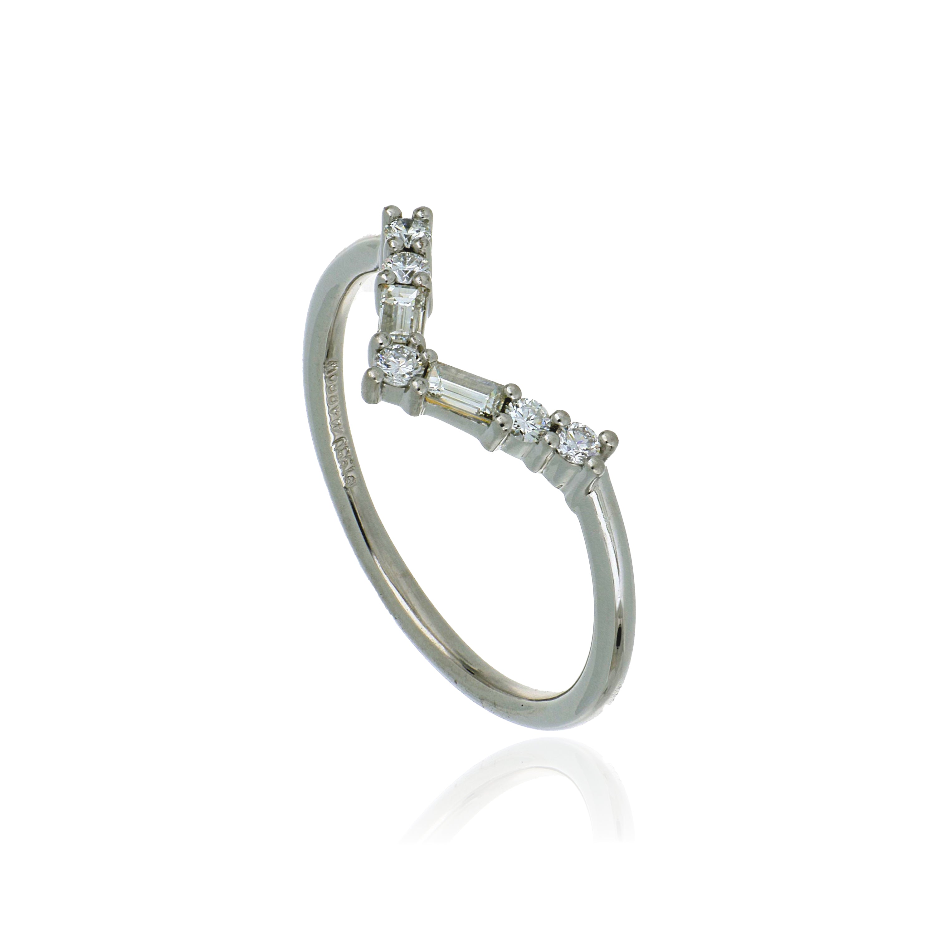 Platinum Diamond V Wedding Band