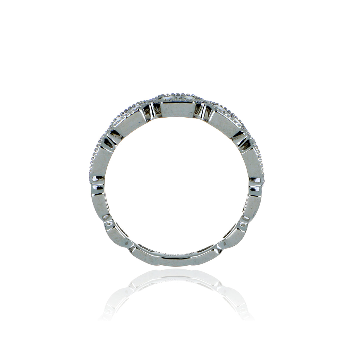 18k White Gold Diamond Vintage Stack Band