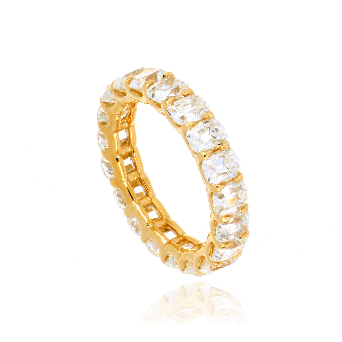 18k Yellow Gold Cushion Shape Diamond Eternity Wedding Band