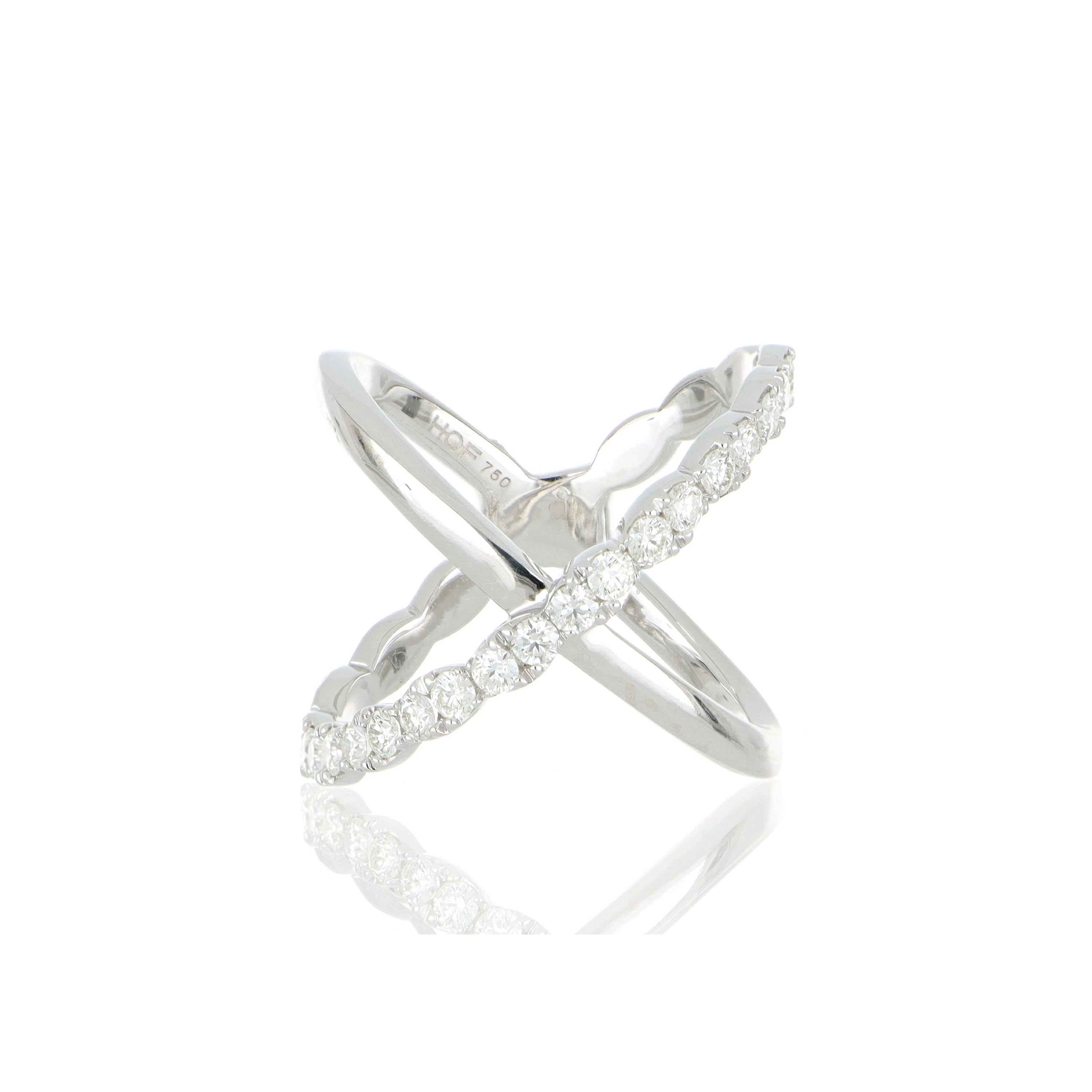 18k White Gold Lorelei Criss Cross Diamond Ring