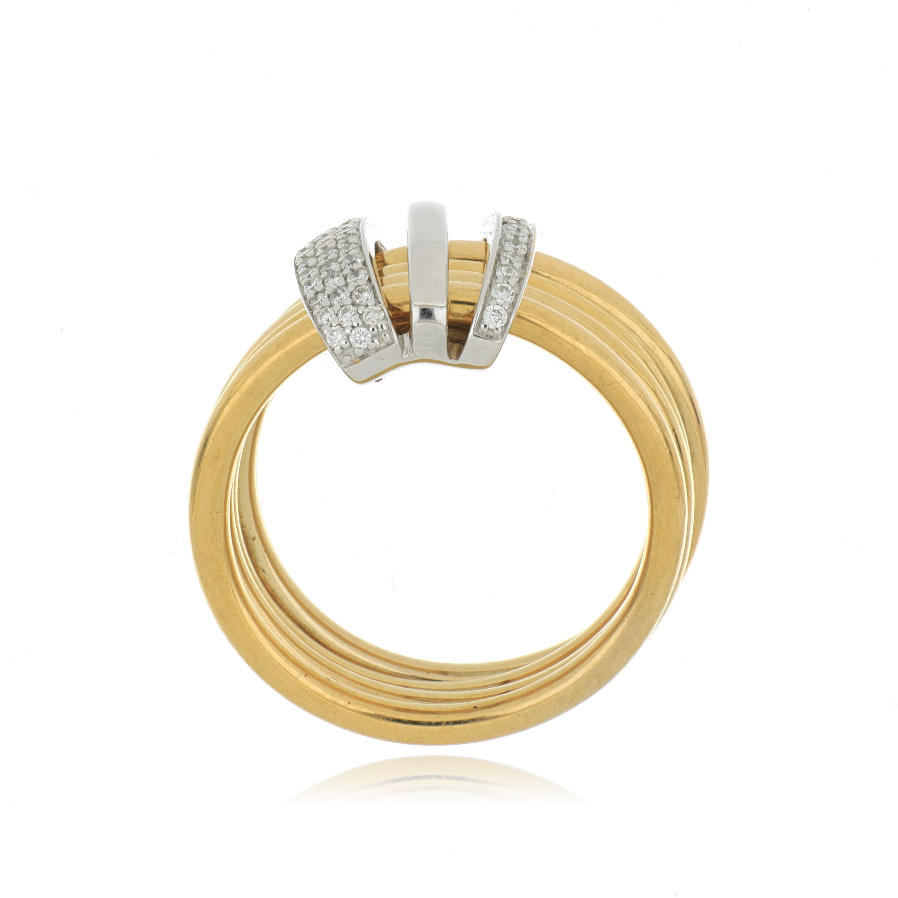 18k White and Yellow Gold Diamond Right Hand Ring