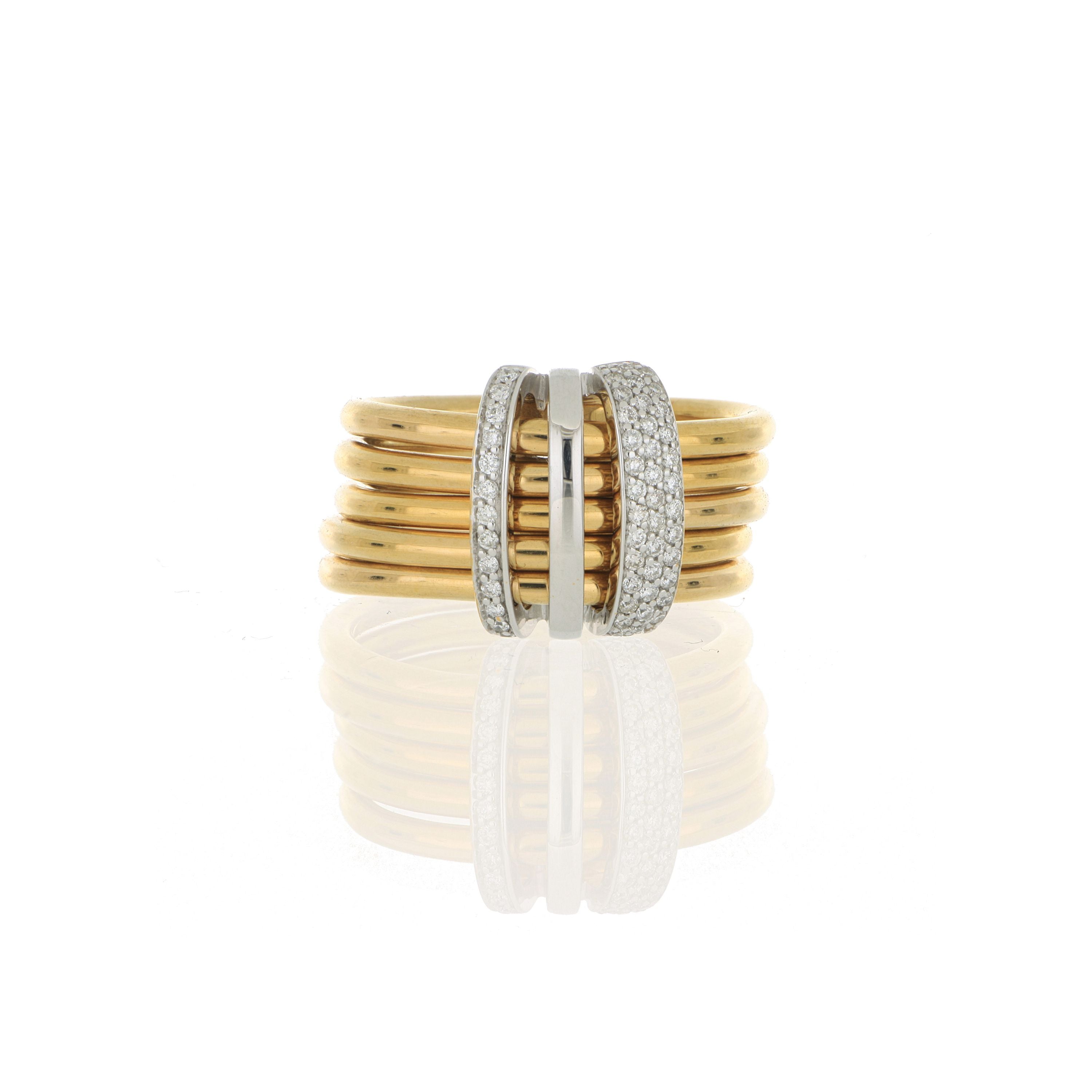 18k White and Yellow Gold Diamond Right Hand Ring