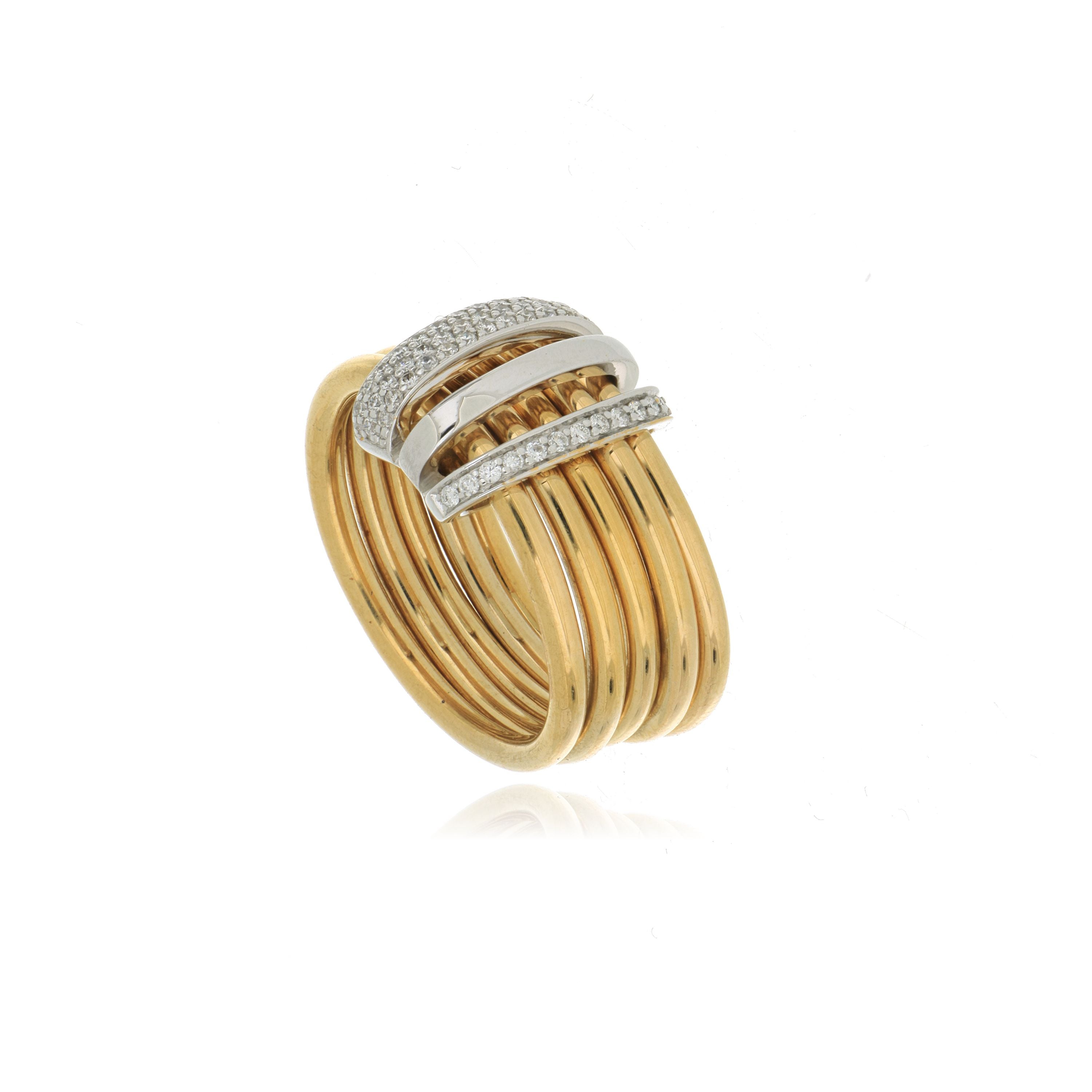 18k White and Yellow Gold Diamond Right Hand Ring