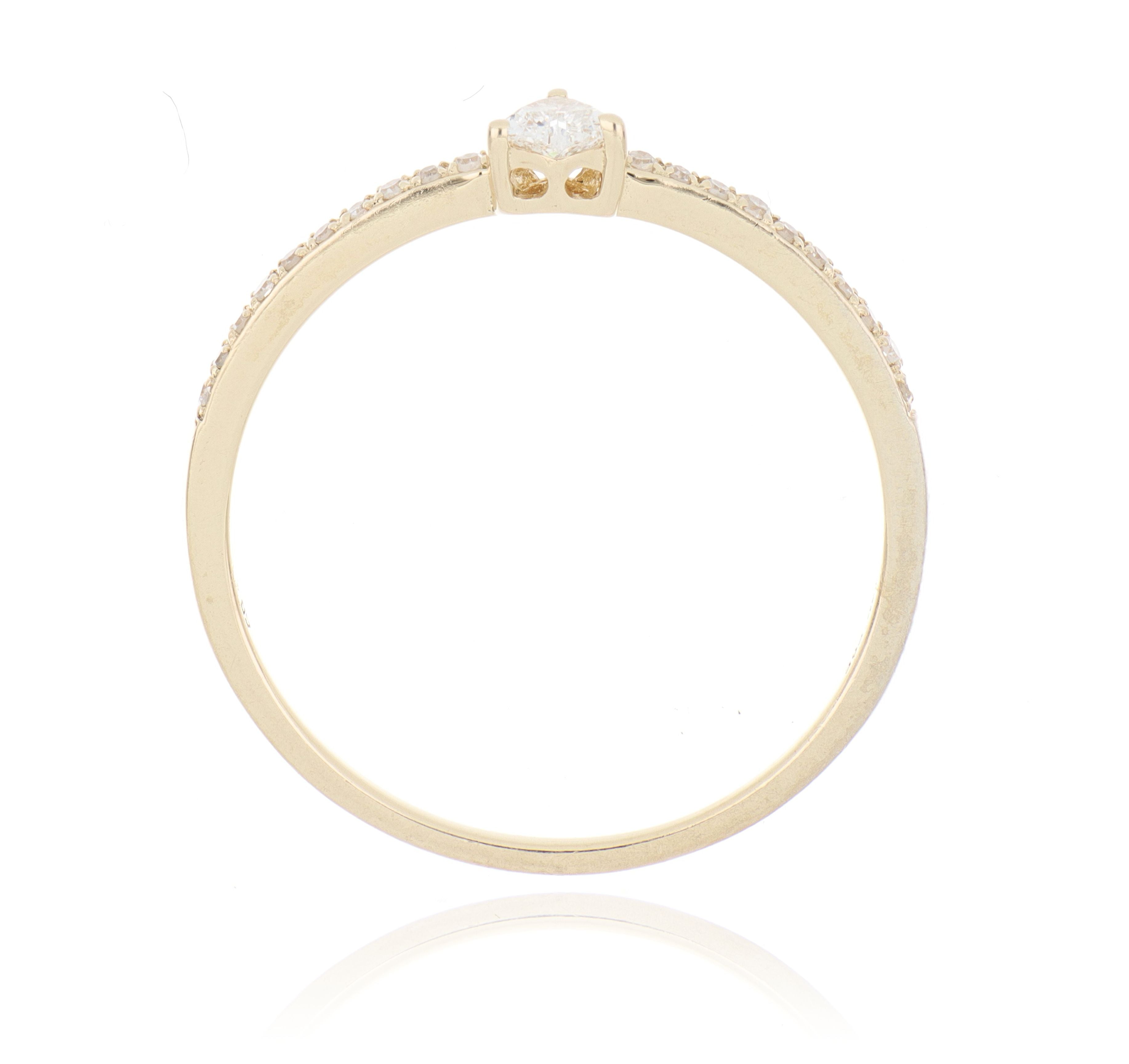 14k Yellow Gold Heart Shaped Diamond Ring