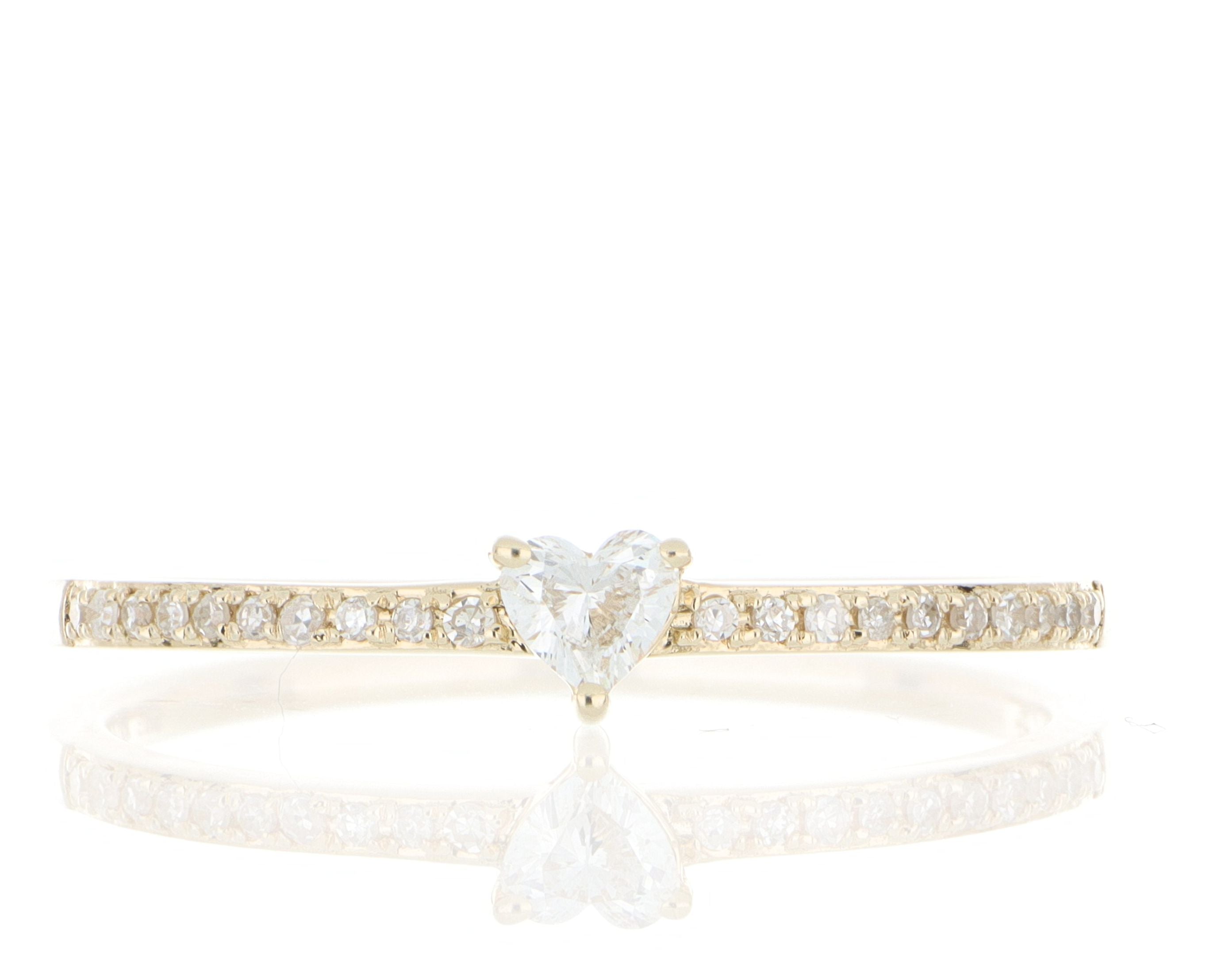 14k Yellow Gold Heart Shaped Diamond Ring