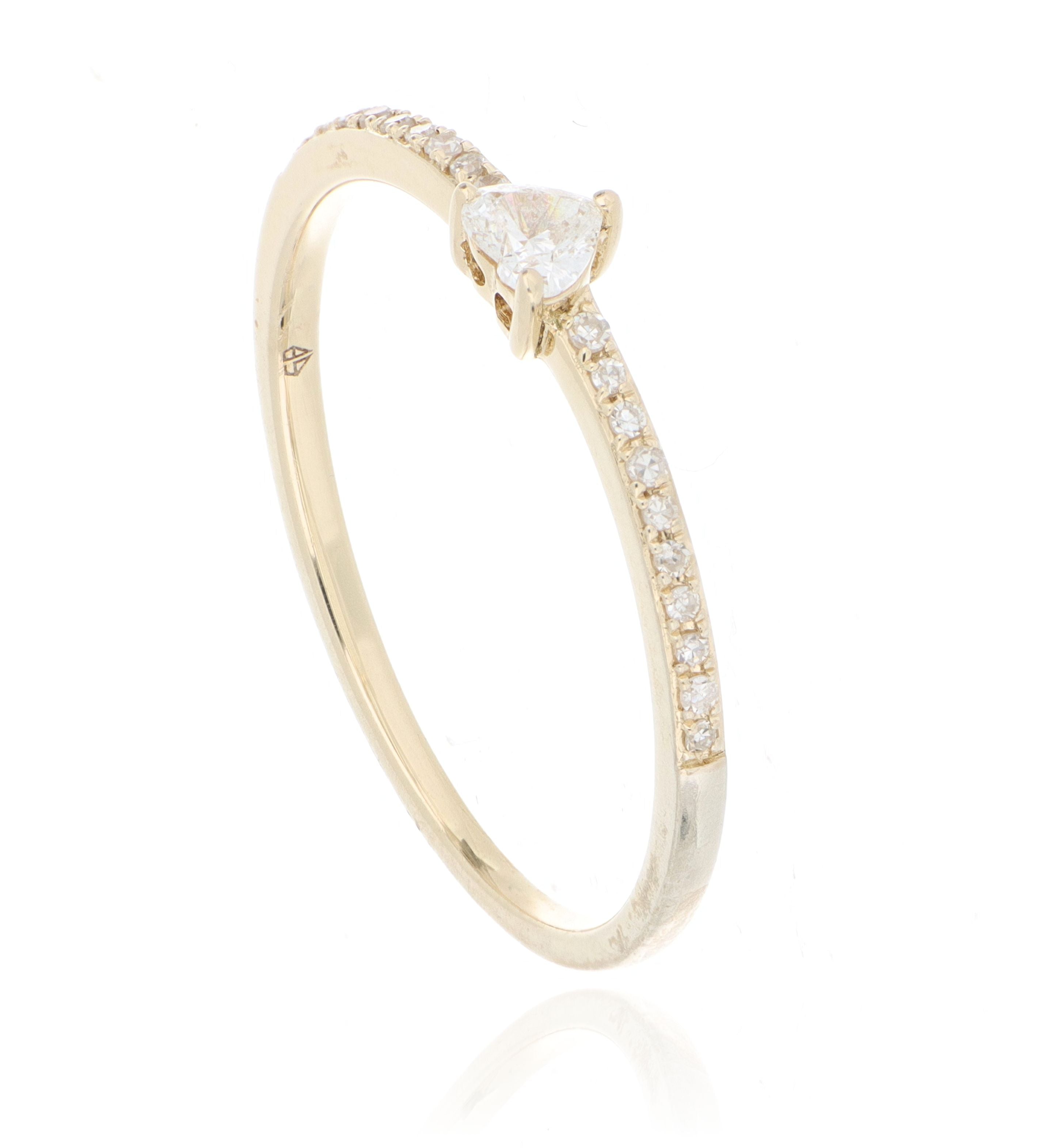 14k Yellow Gold Heart Shaped Diamond Ring