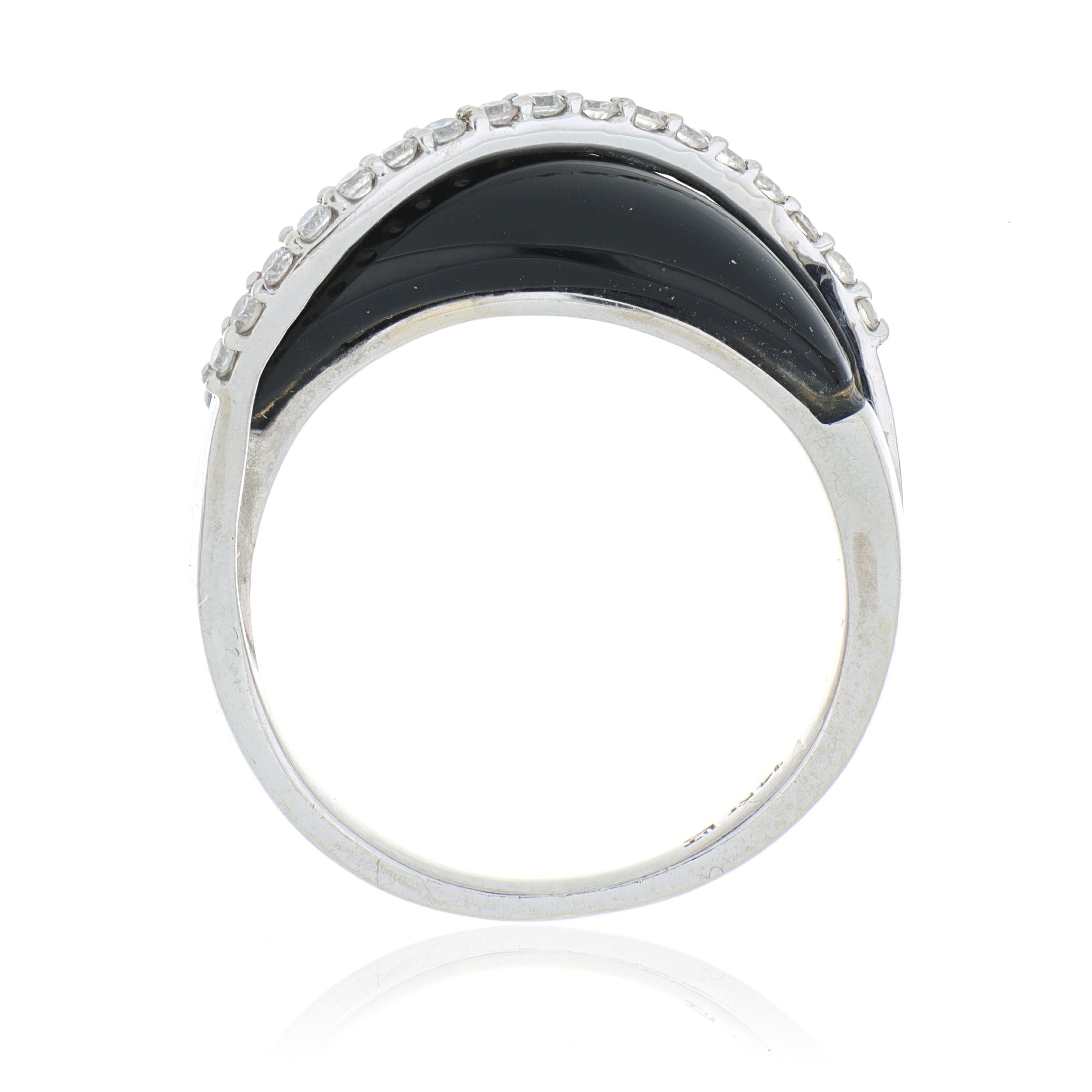 14k White Gold Onyx and Diamond Ring