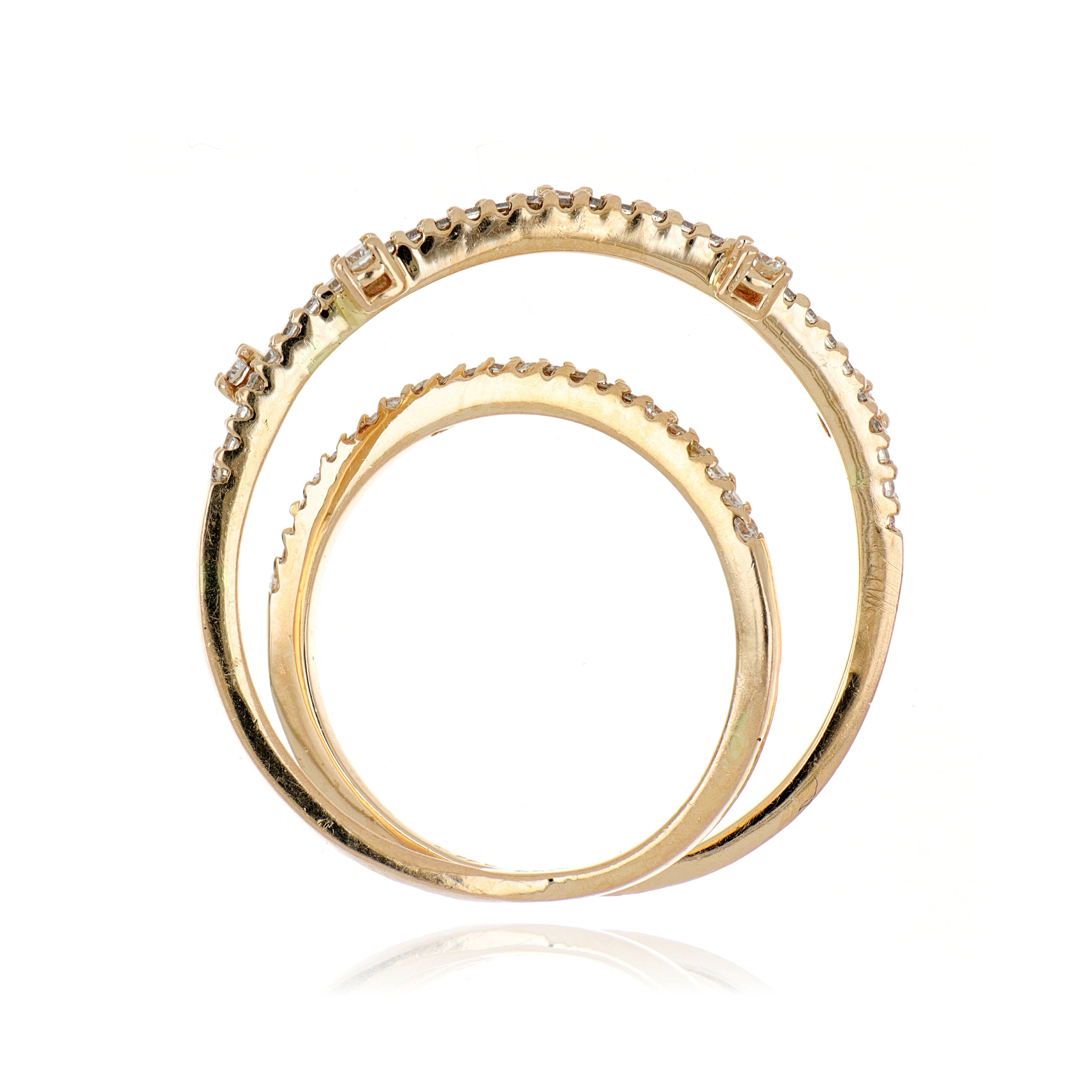 14k Rose Gold Diamond Criss Cross Cocktail Ring