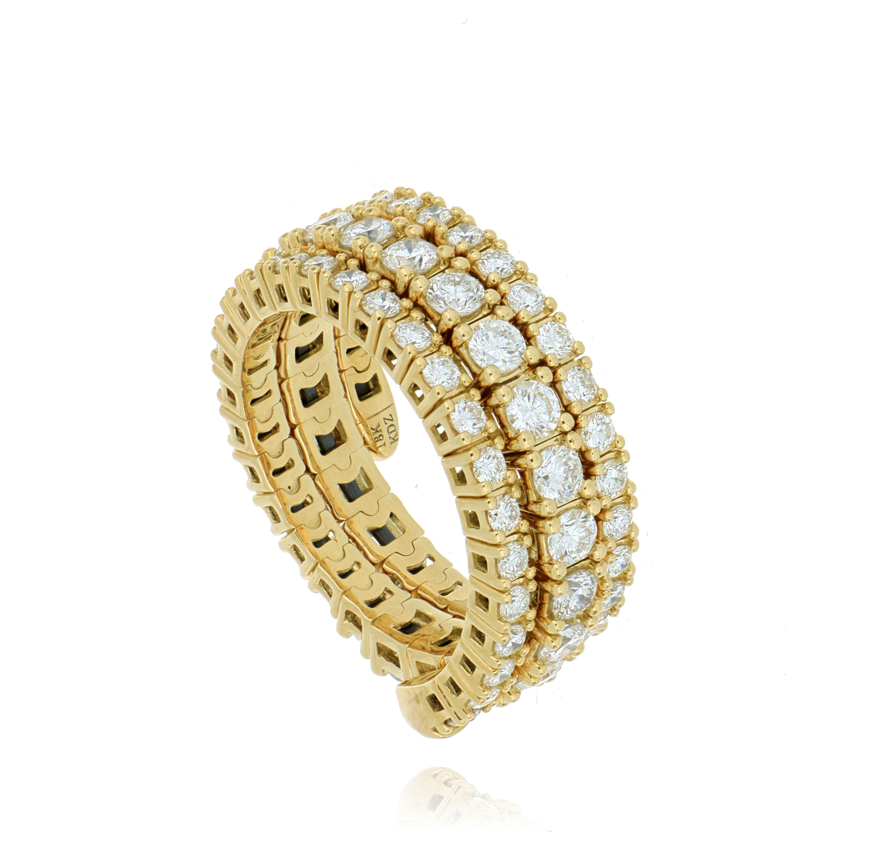 18k Yellow Gold Articulated Diamond Ring
