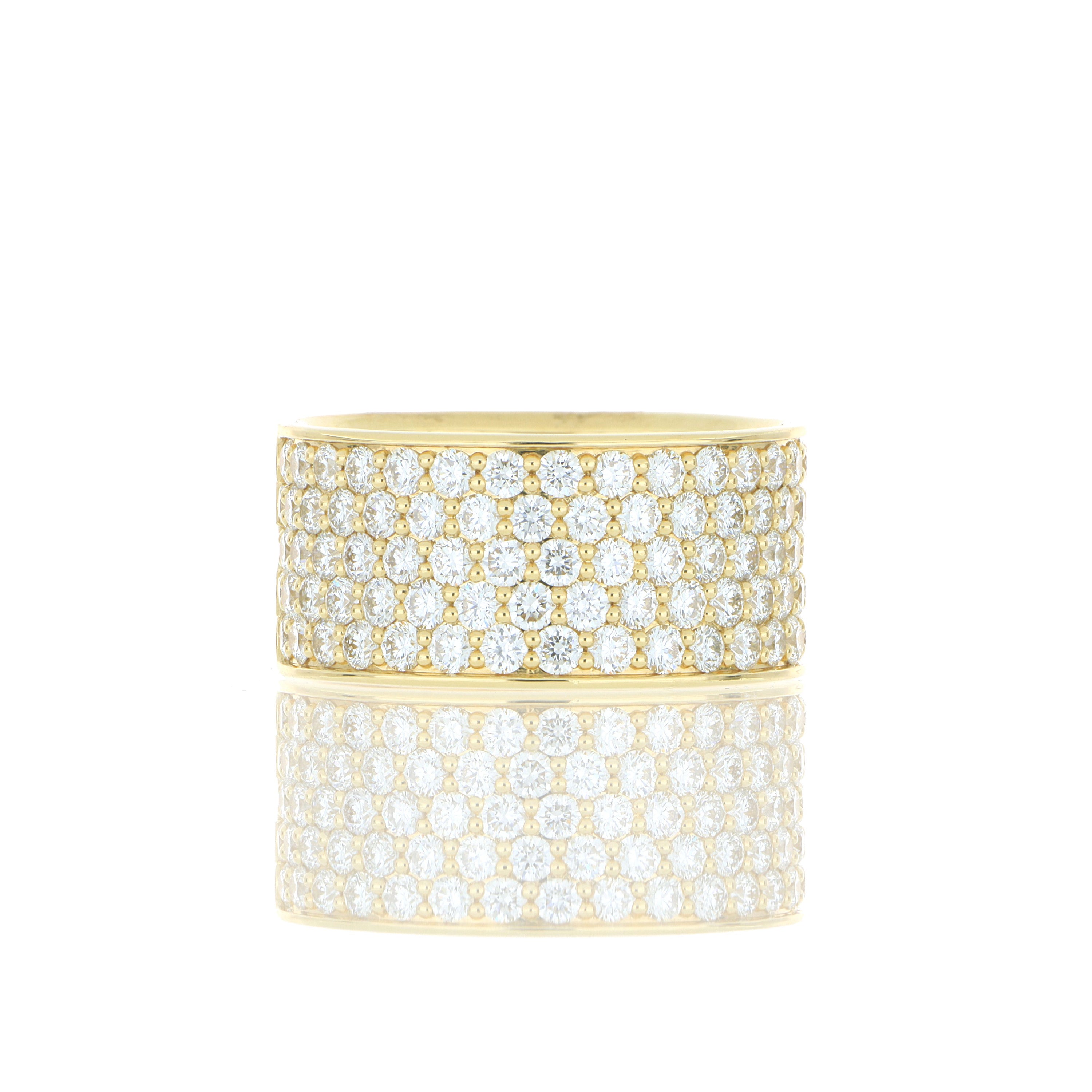 18k Yellow Gold Silk Pave Diamond Fashion Ring