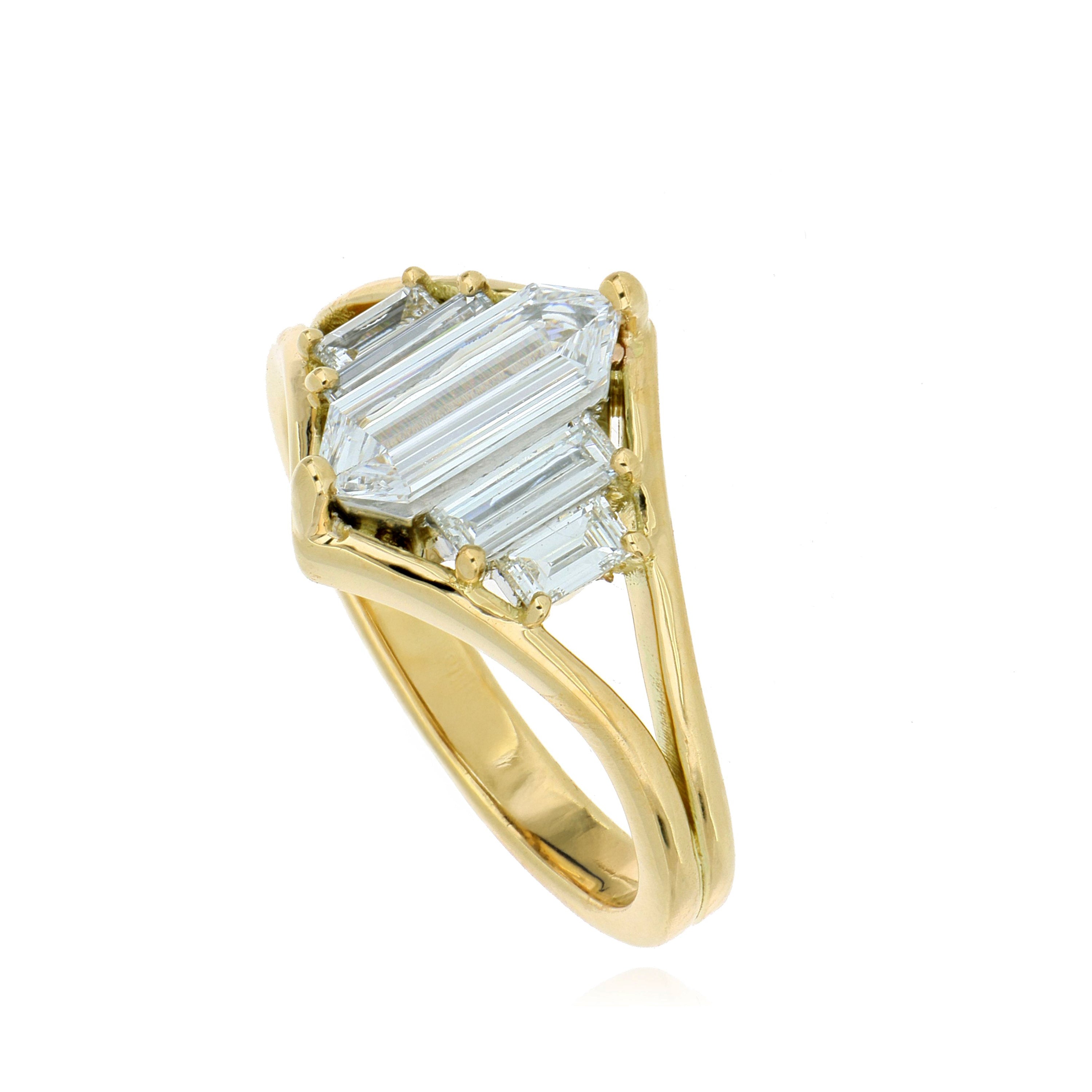 18k Yellow Gold and Platinum Diamond Ring