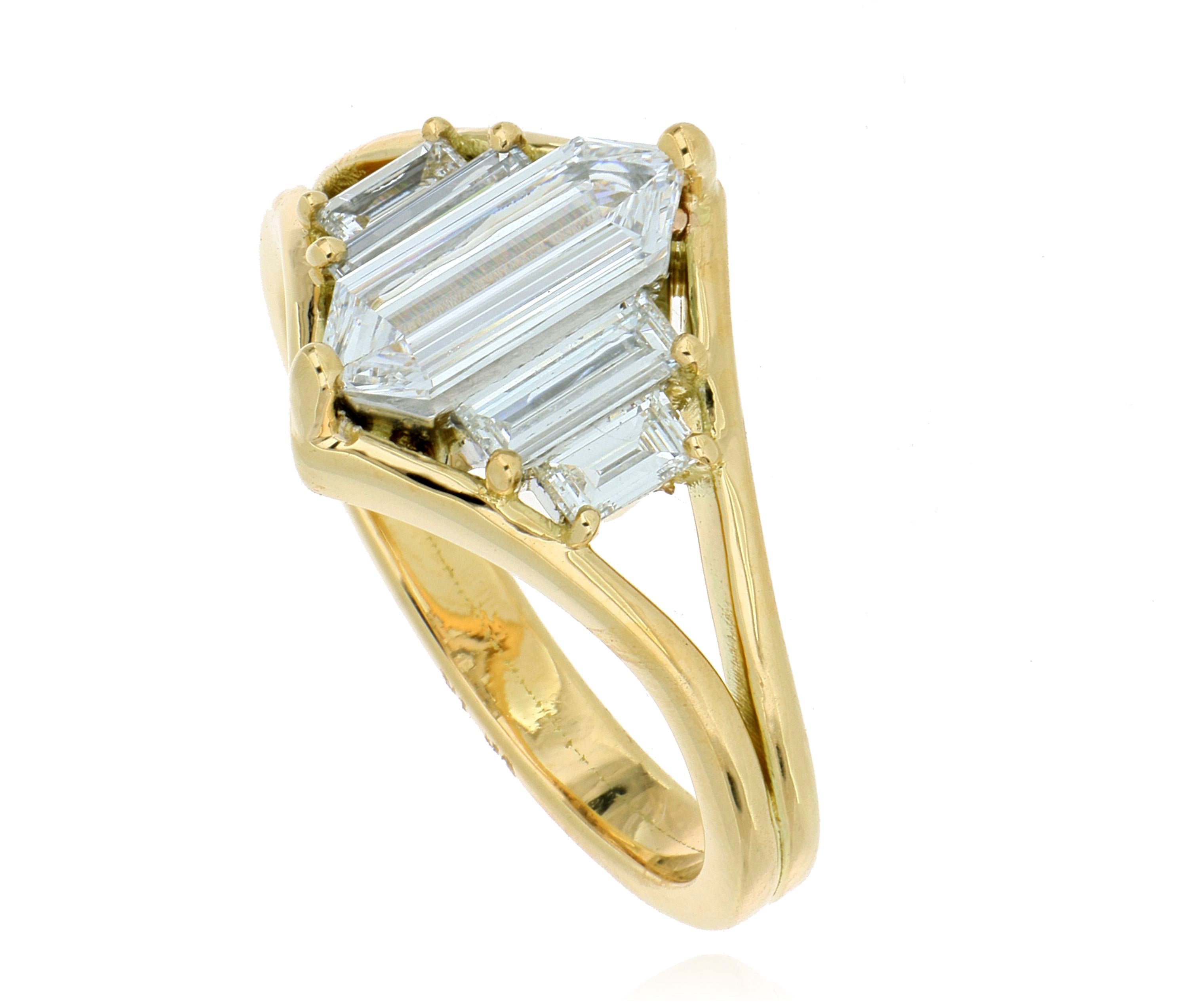 18k Yellow Gold and Platinum Diamond Ring