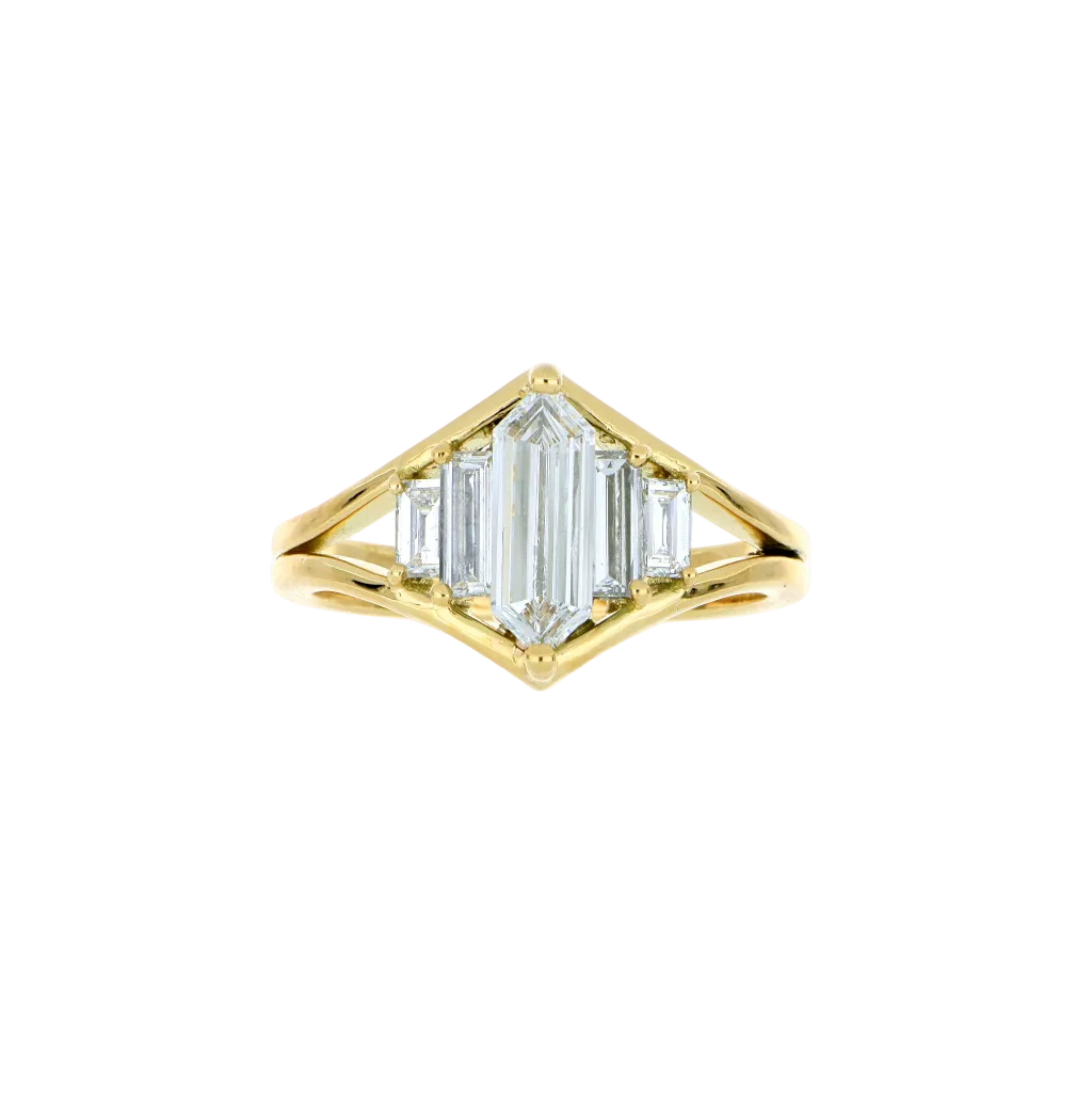 18k Yellow Gold and Platinum Diamond Ring
