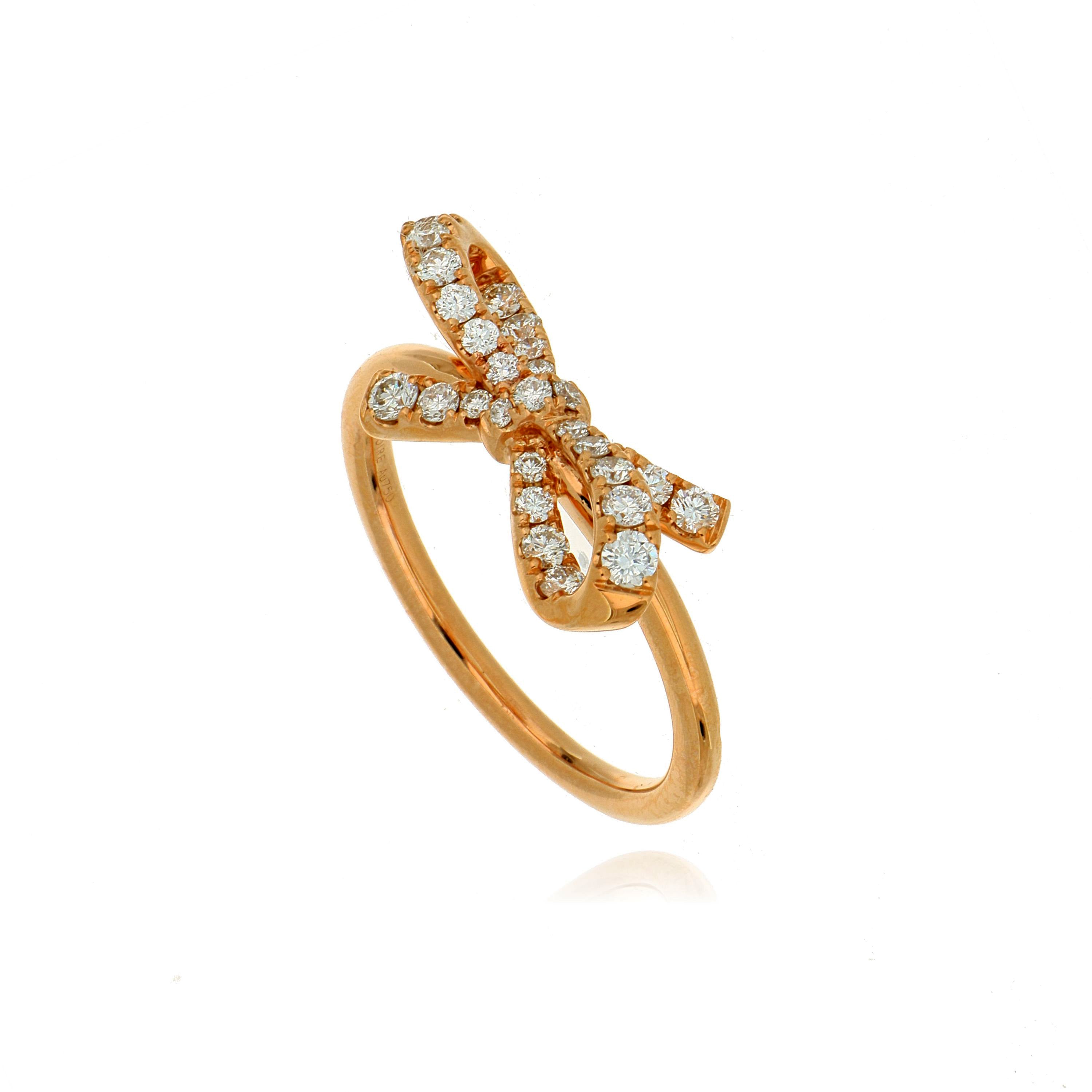 18k Rose Gold Diamond Accented Bow Ring