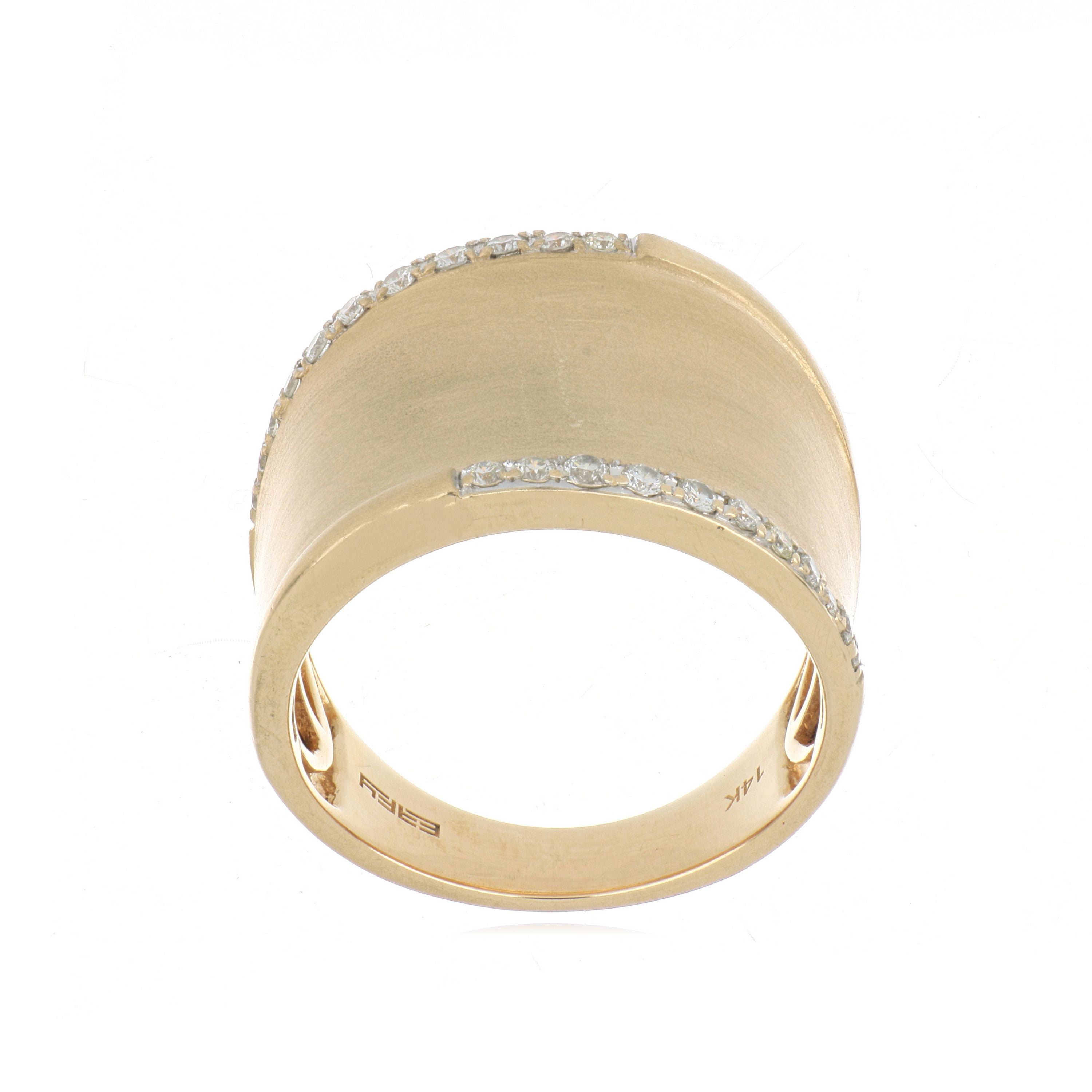 14k Yellow Gold Diamond Saddle Ring