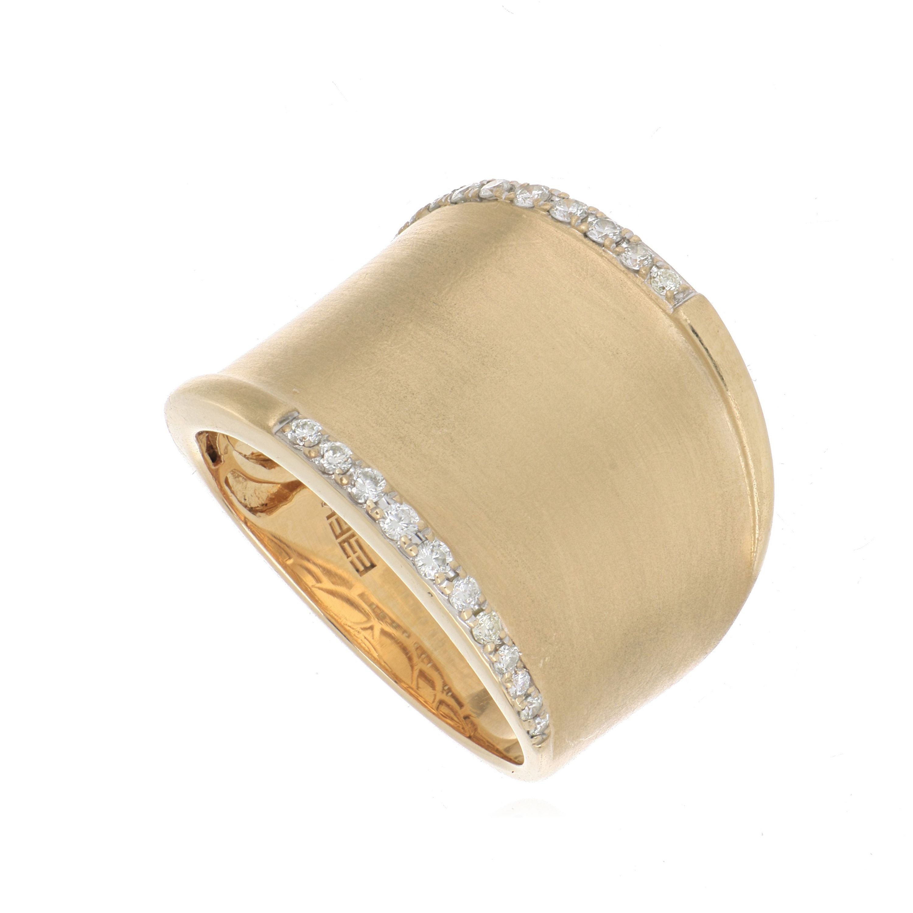 14k Yellow Gold Diamond Saddle Ring