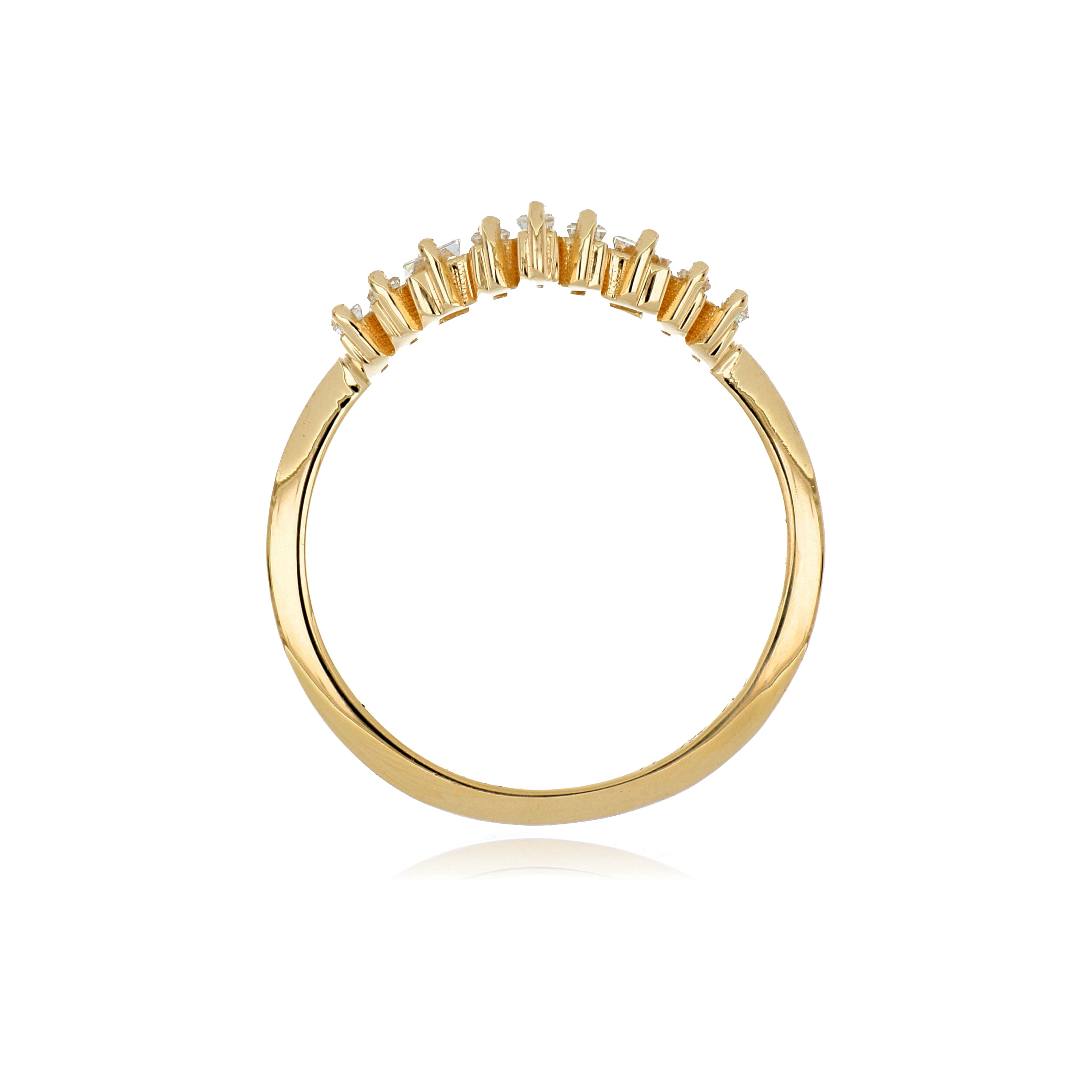 14k Yellow Gold Diamond V Ring