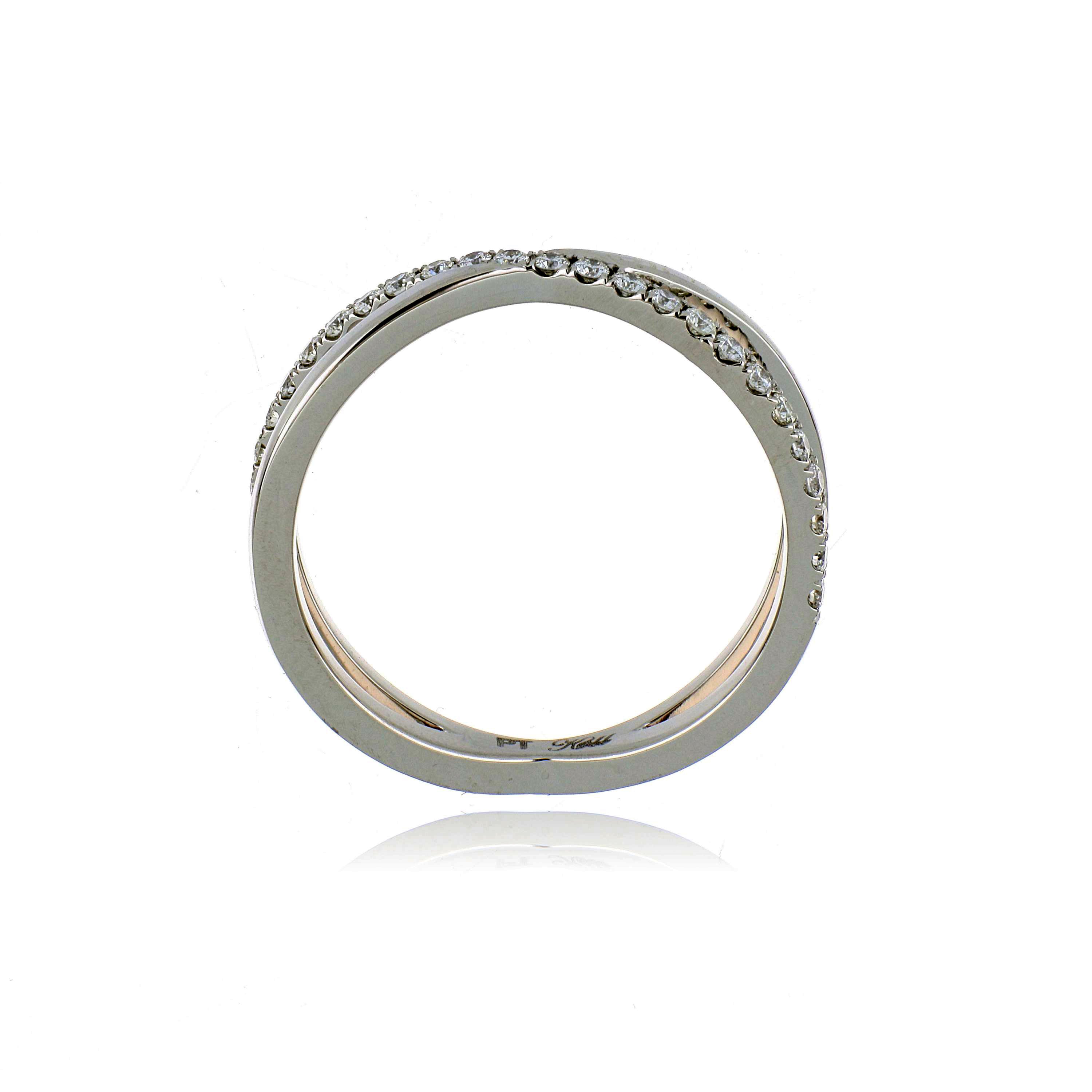 Platinum Diamond Cross-Over Ring