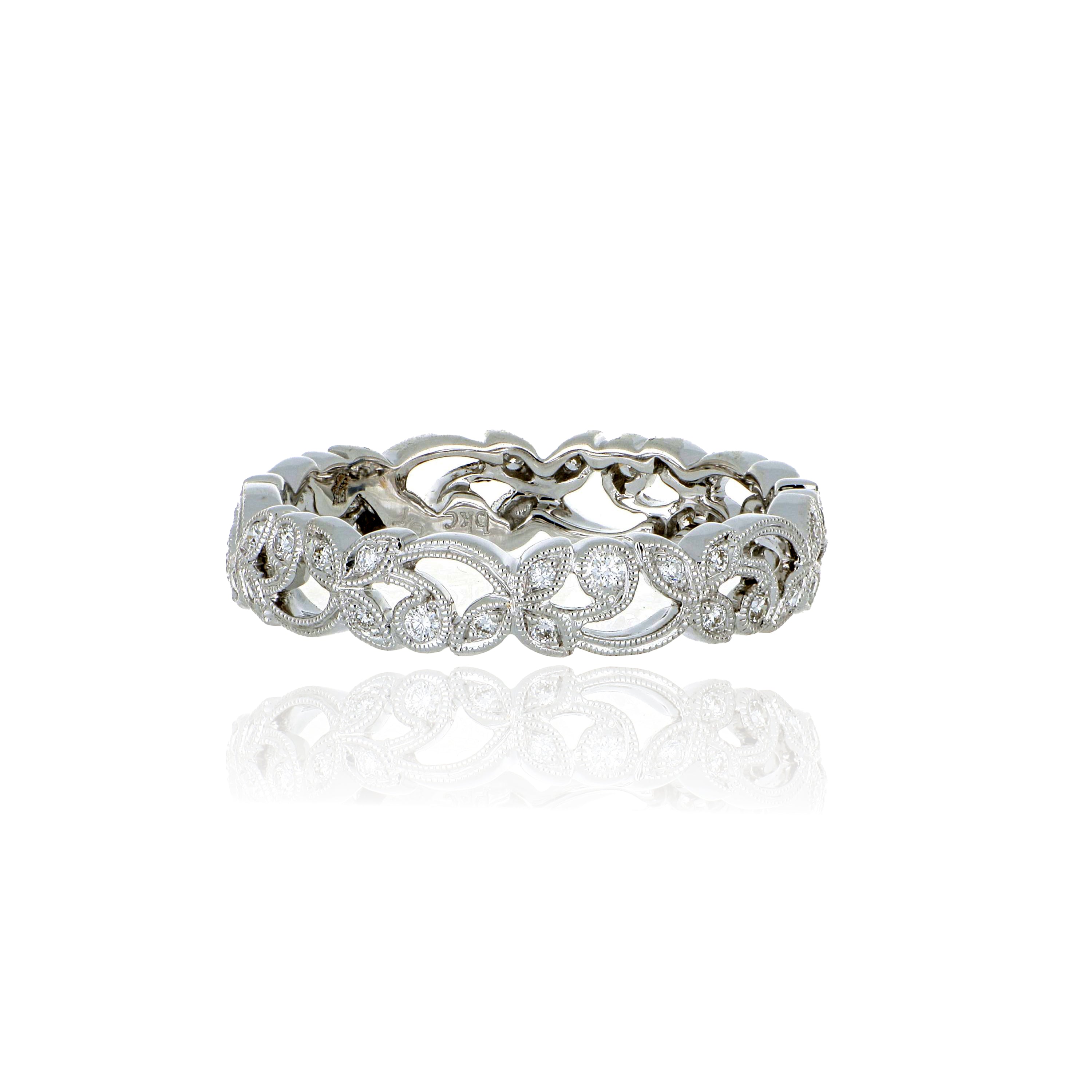 18k White Gold Diamond Vine Ring - Charles Koll Jewelers