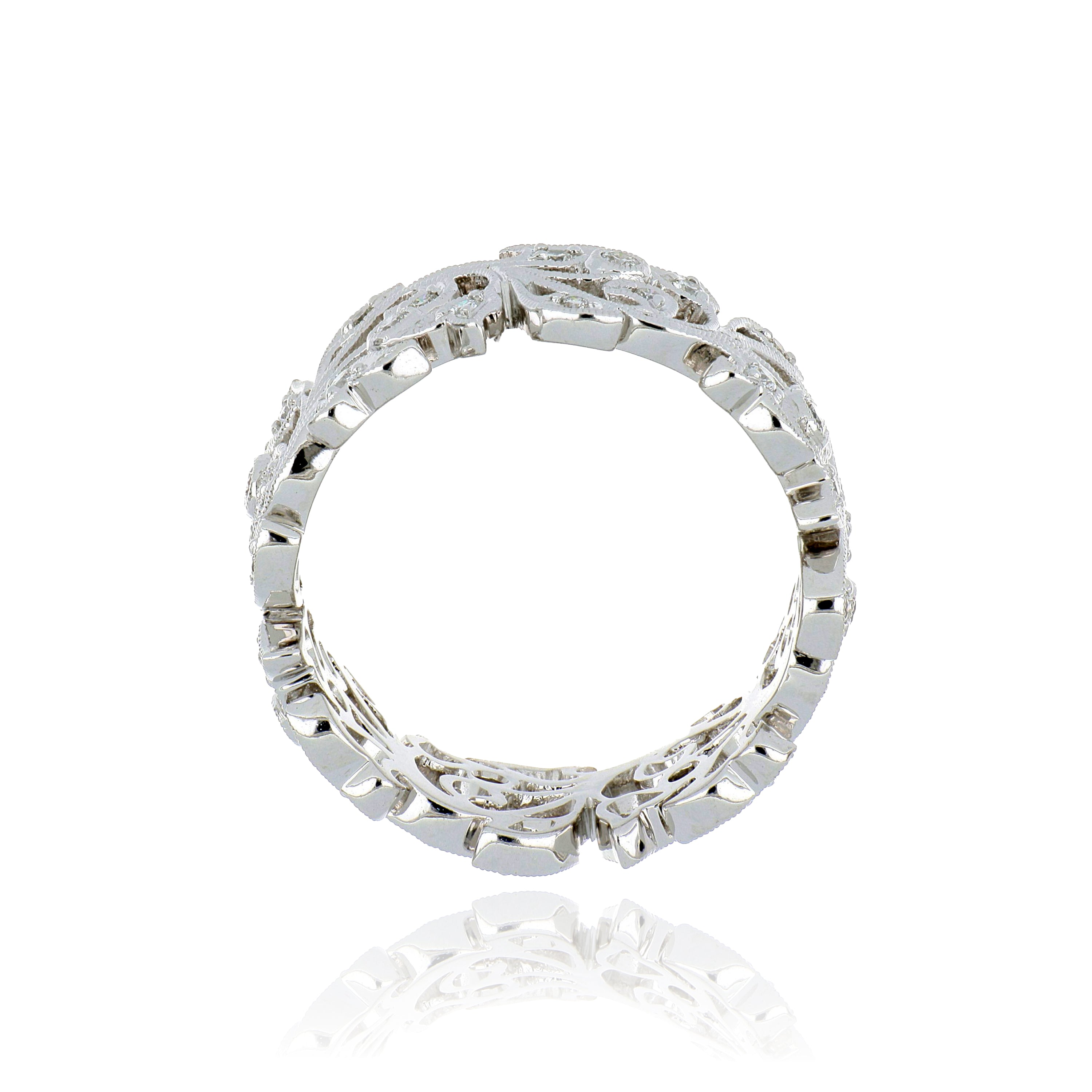 14k White Gold Diamond Vine Right Hand Ring