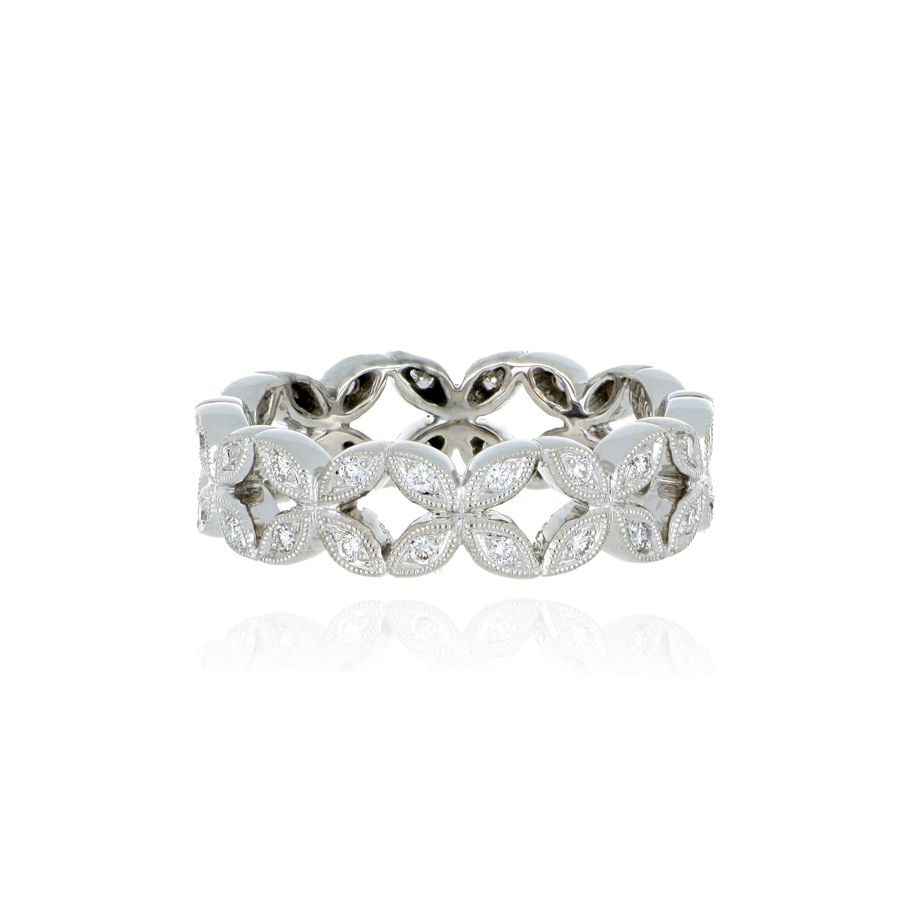 18k White Gold Diamond Right Hand Eternity Ring - Charles Koll Jewelers