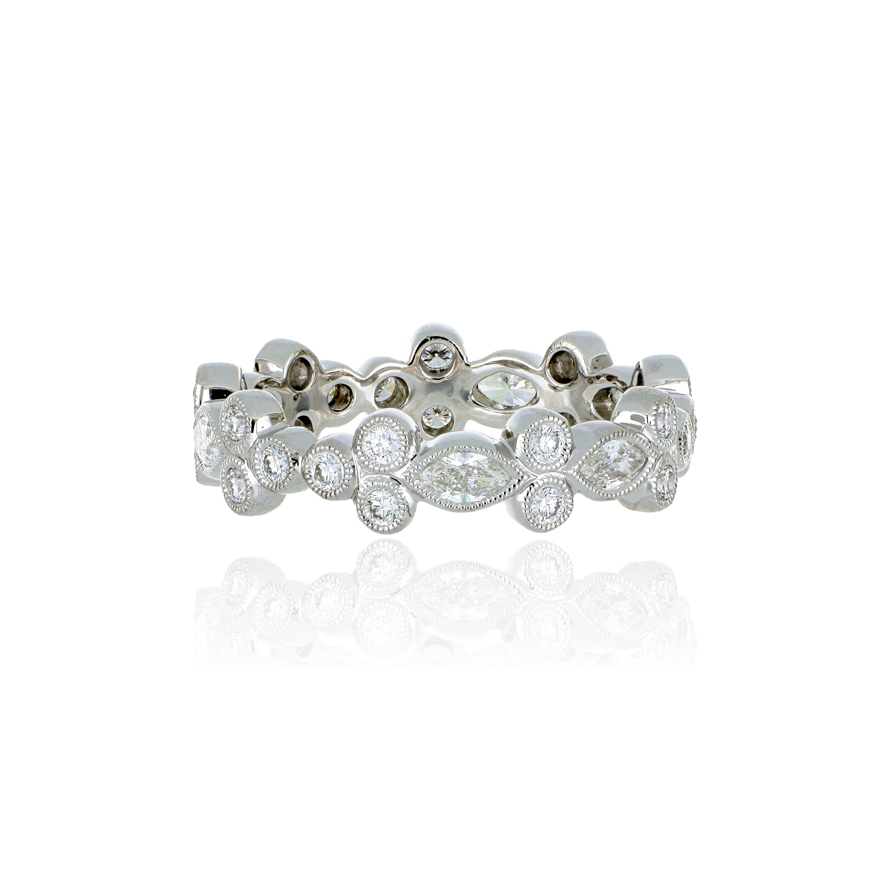 14k White Gold Diamond Right Hand Eternity Band