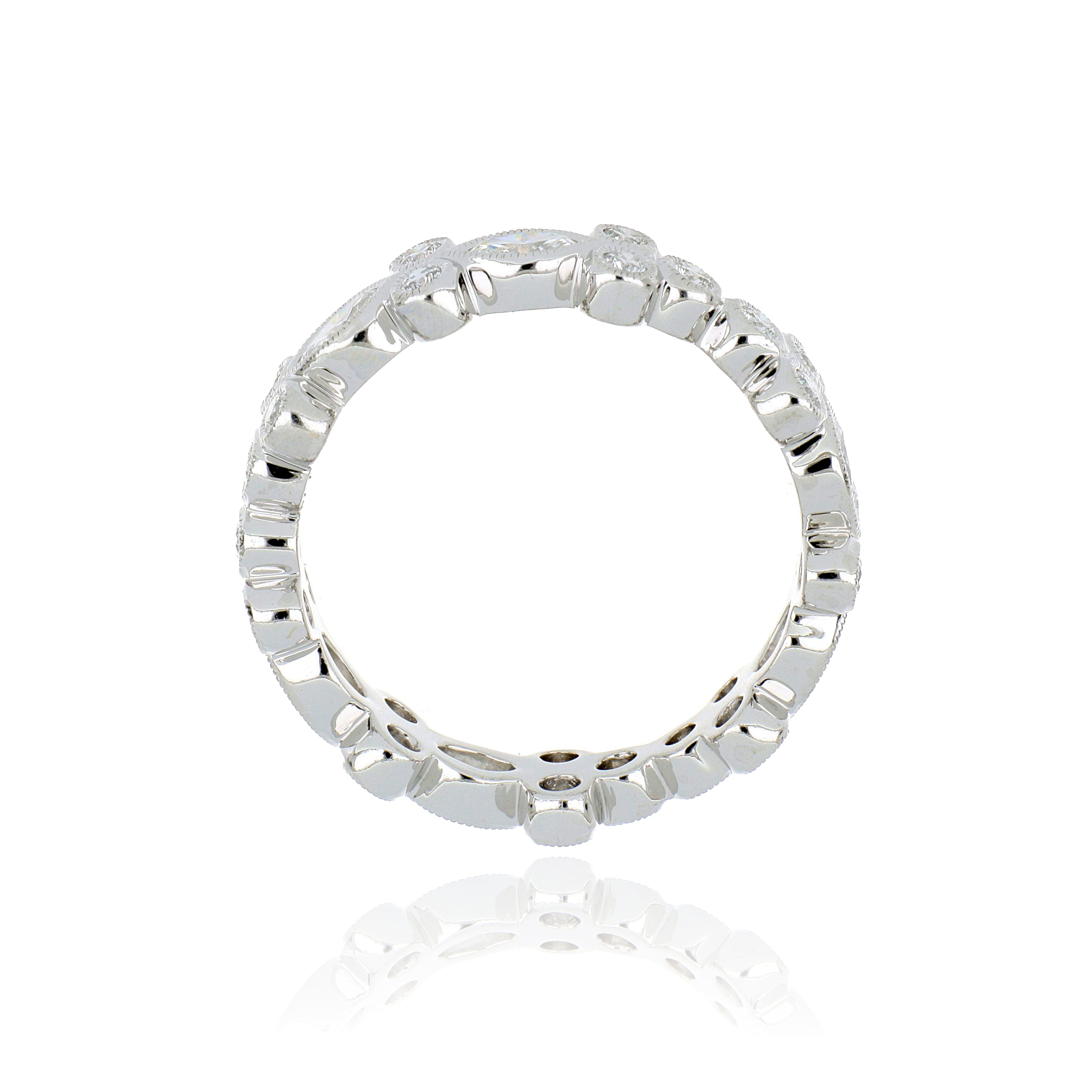 14k White Gold Diamond Right Hand Eternity Band