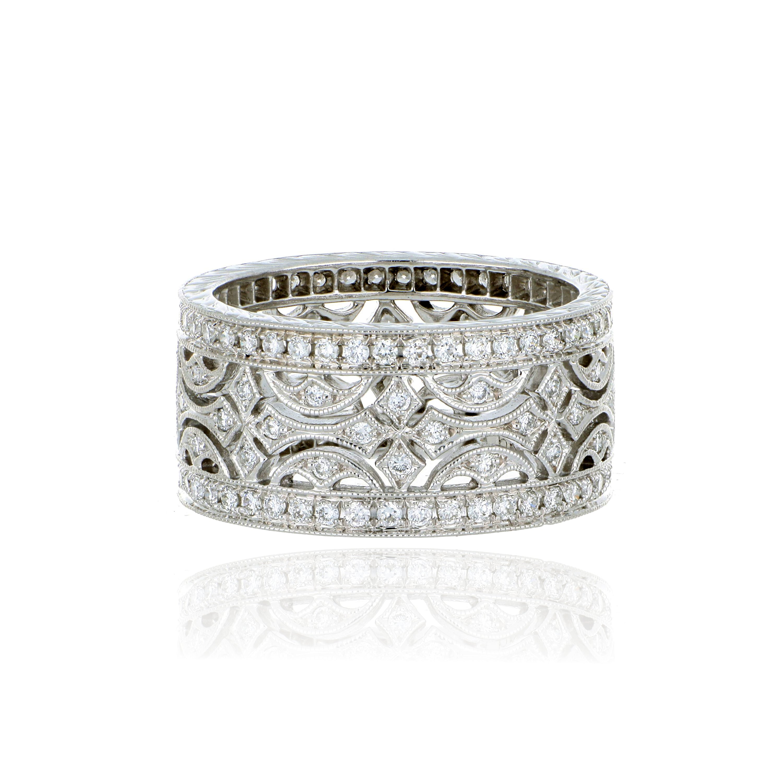 18k White Gold Diamond Right Hand Ring - Charles Koll Jewelers