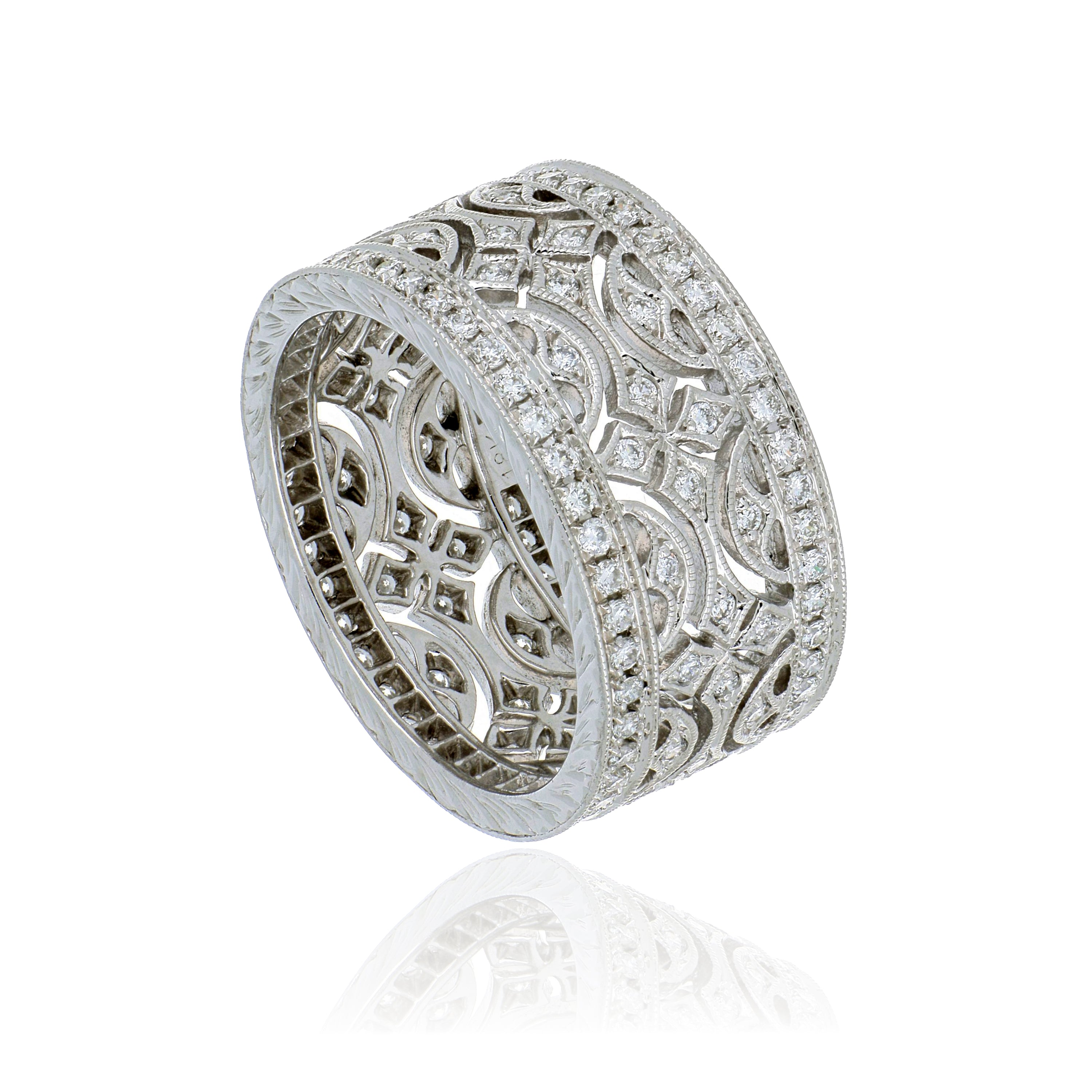 18k White Gold Diamond Right Hand Ring - Charles Koll Jewelers