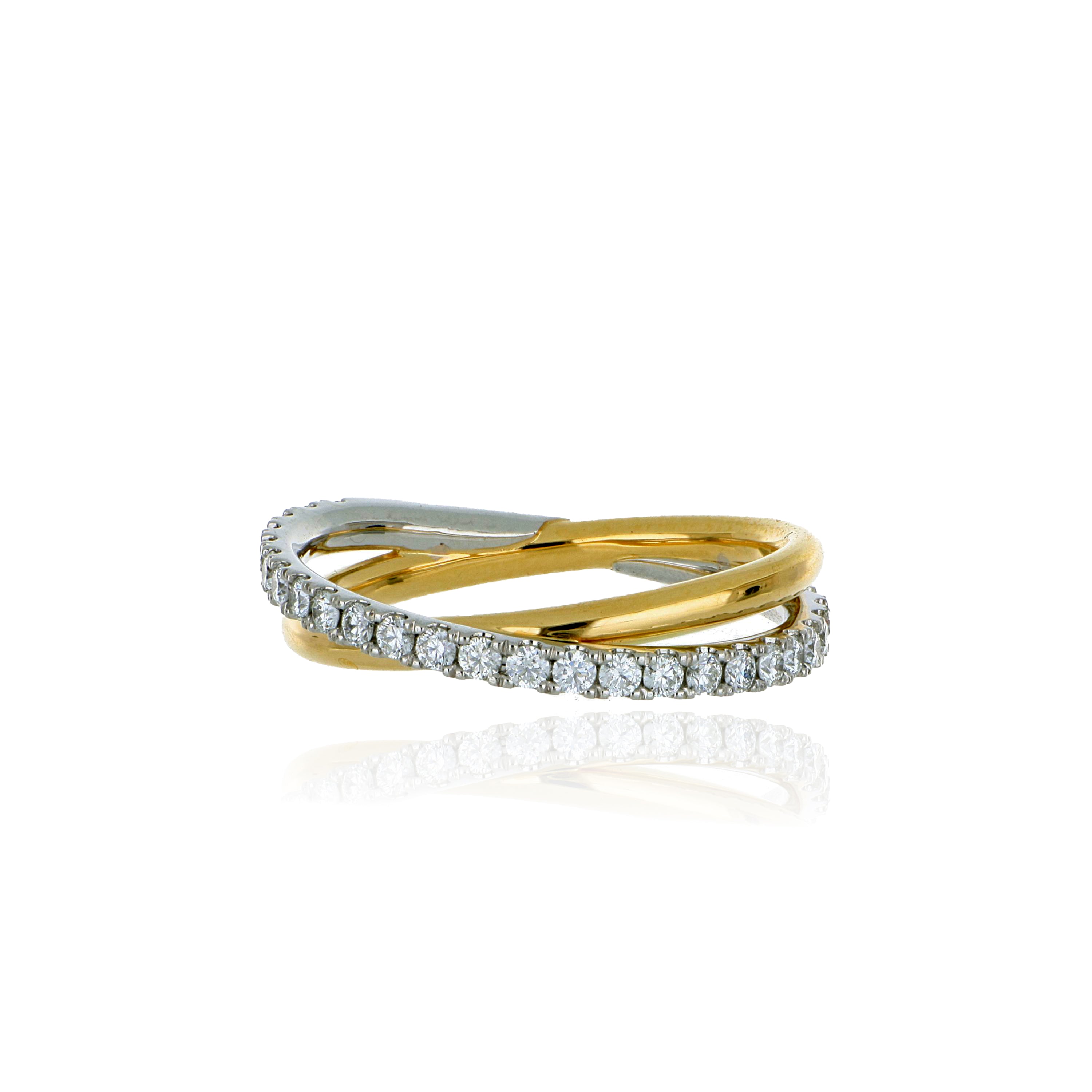 18k Yellow Gold and Platinum Diamond Intertwined Ring